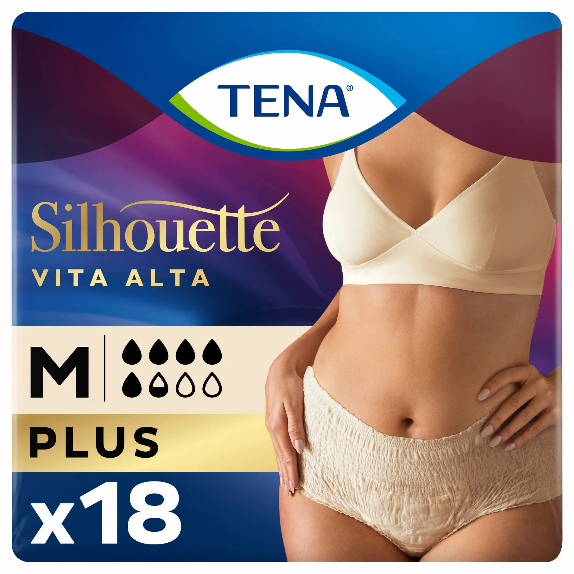 TENA Silhouette Creme Vita Alta Taglia M Assorbenza Plus 18 Mutandine