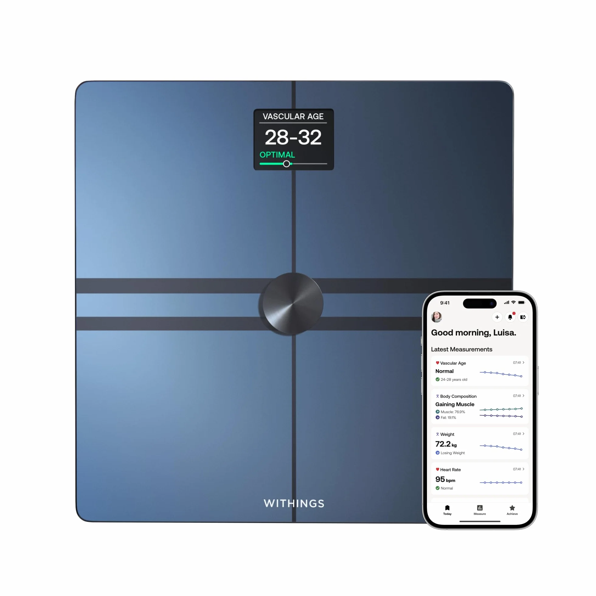 Withings Body Comp Bilancia pesapersone digitale WiFi con analisi completa peso grasso muscolare acqua tracciamento cardiovascolare impedenziometrica nero