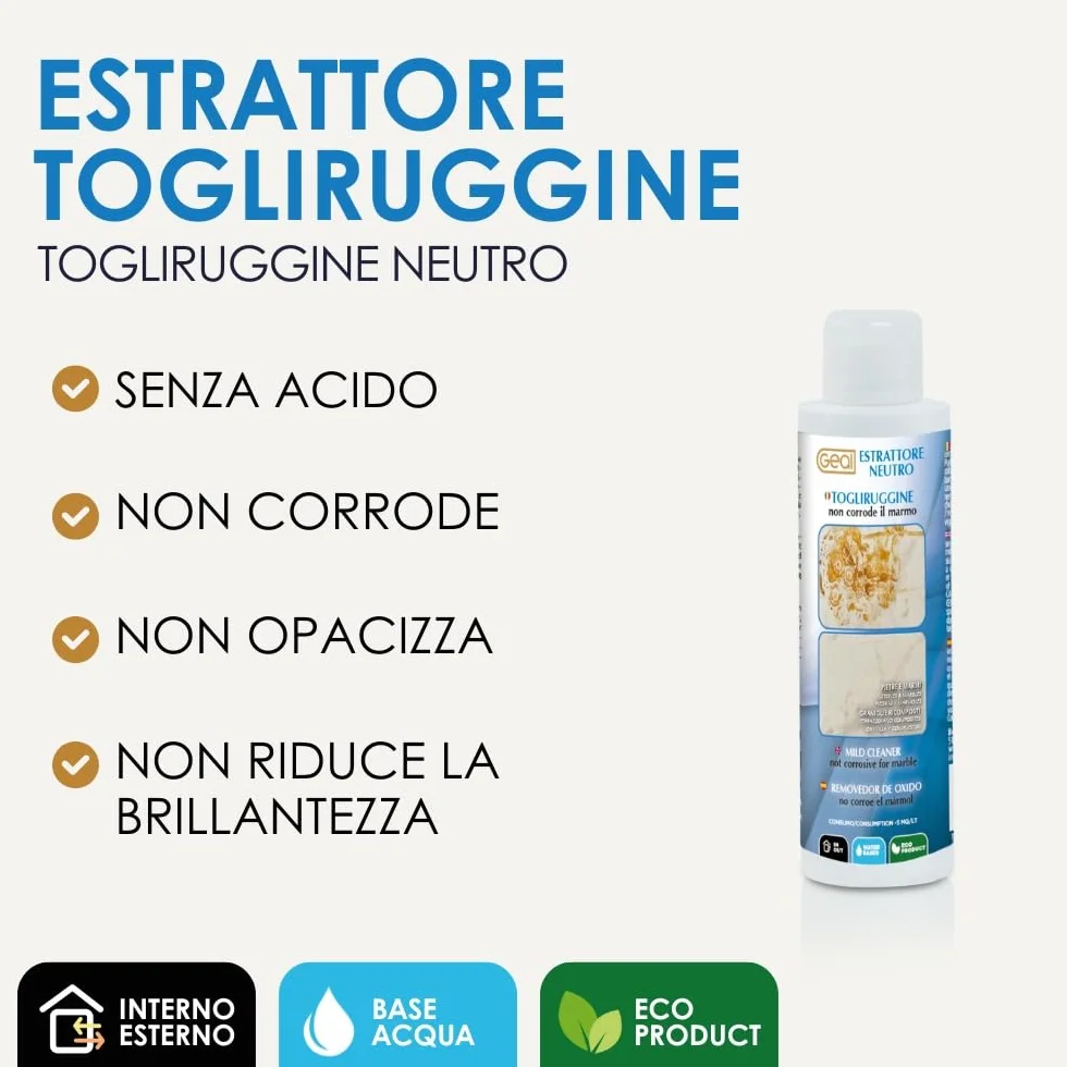 GEAL ESTRATTORE TOGLIRUGGINE 100ML Rimuove Macchie di Ruggine da Pavimento e Marmo