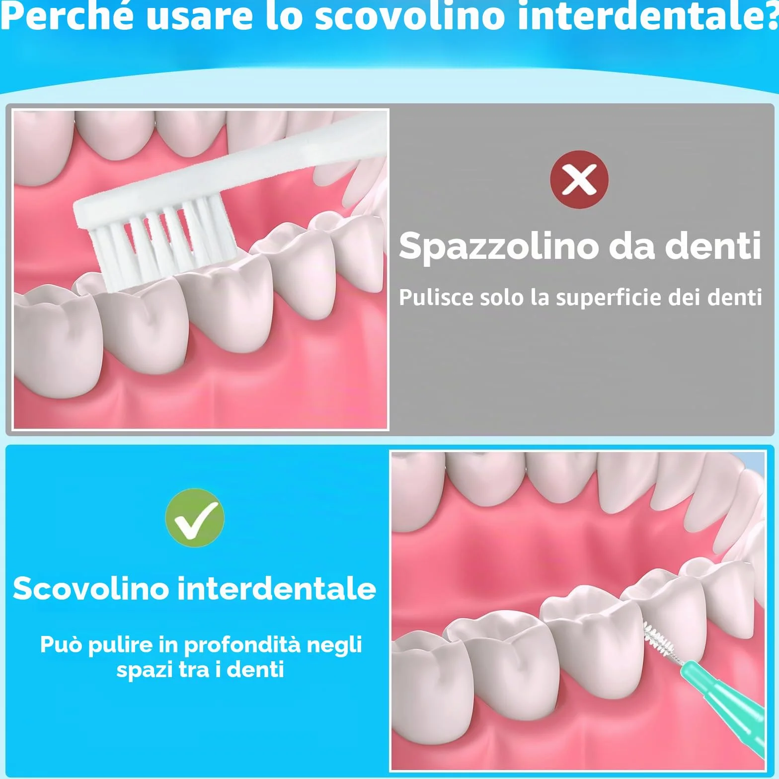 Scovolini Dentali 50 Pezzi, Scovolino per Pulizia Denti con Coperchio, Spazzolini Interdentali per Igiene Orale (5 Colori)