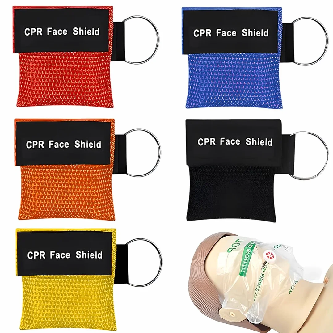 Maschera di Rianimazione RCP 5 Pezzi Primo Soccorso Ventilazione con Moschettone Attrezzatura Portatile Emergenza Vigili del Fuoco