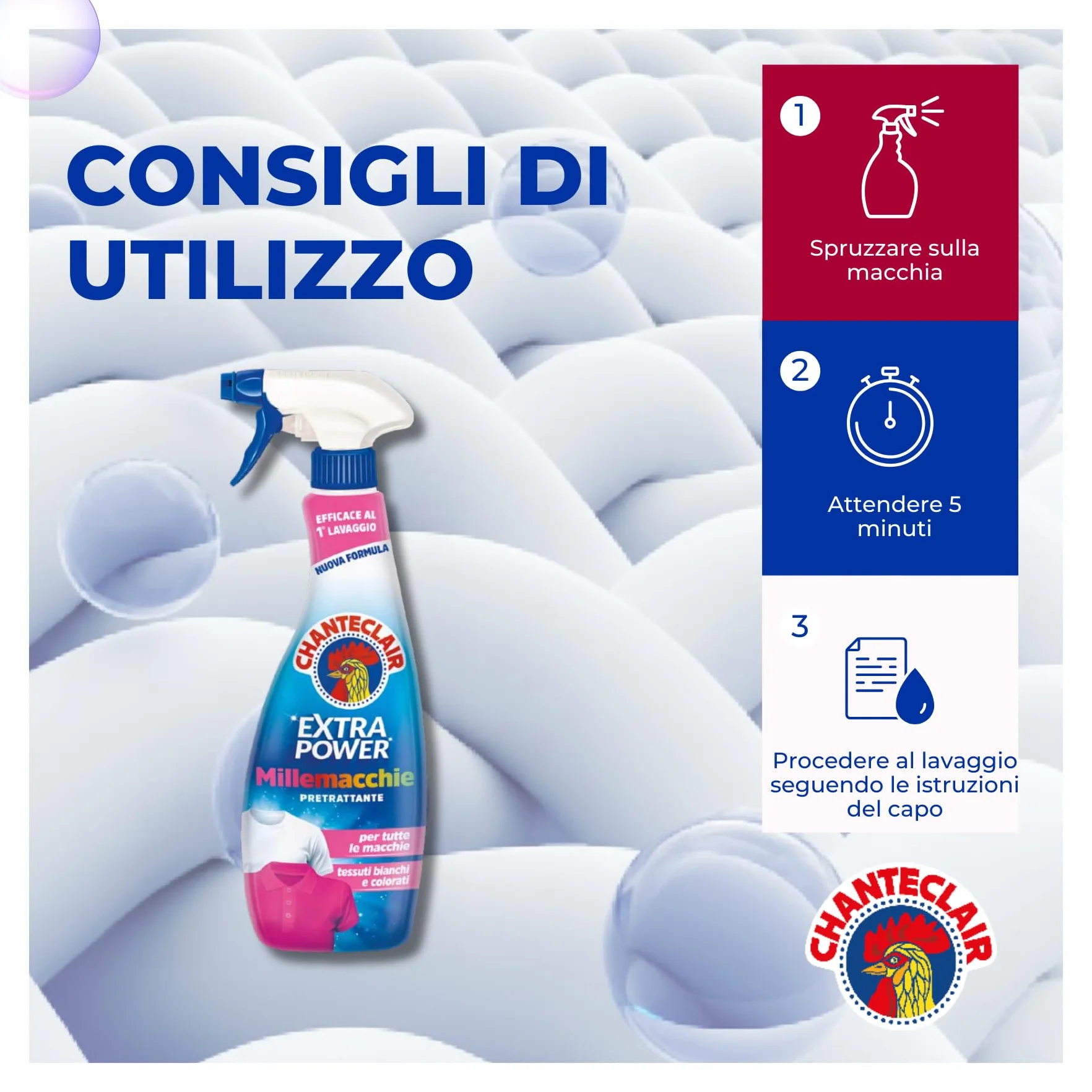 Chanteclair Millemacchie Extra Power, Smacchiatore Contro le Macchie più Frequenti, 500ml
