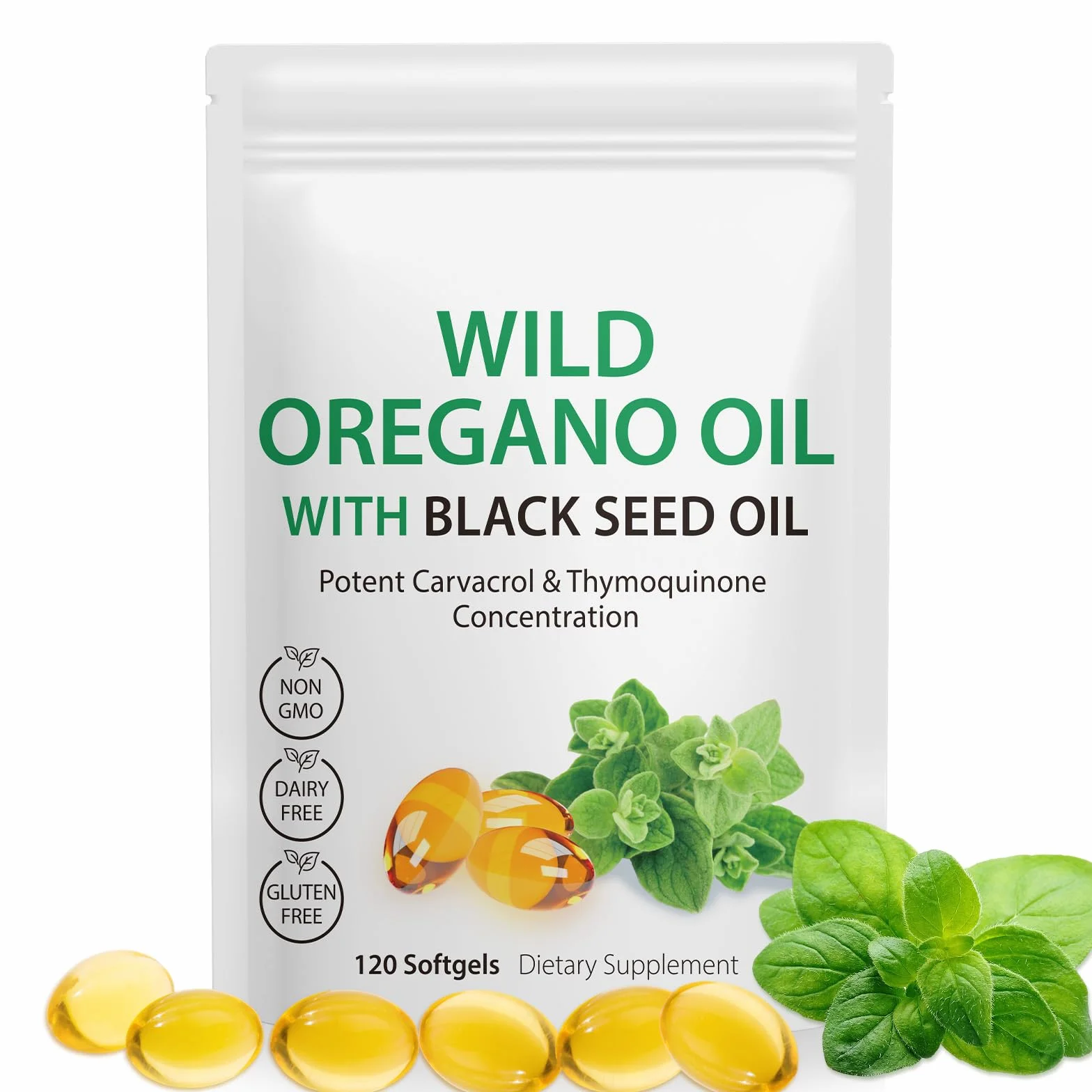 Olio di Origano 120 Capsule 6000 mg con Olio di Semi Neri 200 mg e Carvacrolo 165 mg