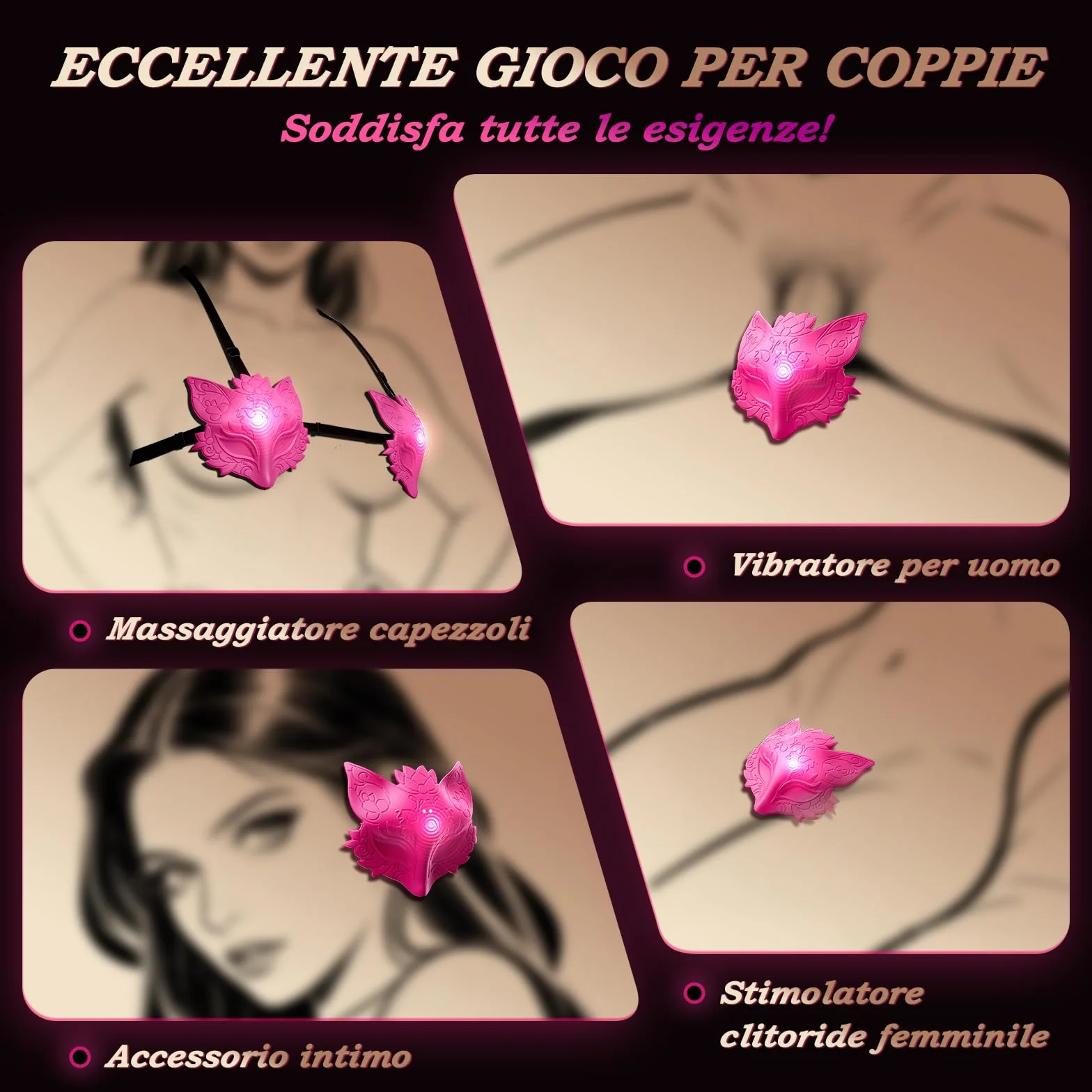 Pinze Capezzoli Vibratore Clitoride per Donna - Multifunzione Cerotto Vibrante per Capezzoli con Cinturino Regolabile e 10 Modalità di Vibrazione, Sex Toys Coppia Vibratori, Vibratore con Telecomando