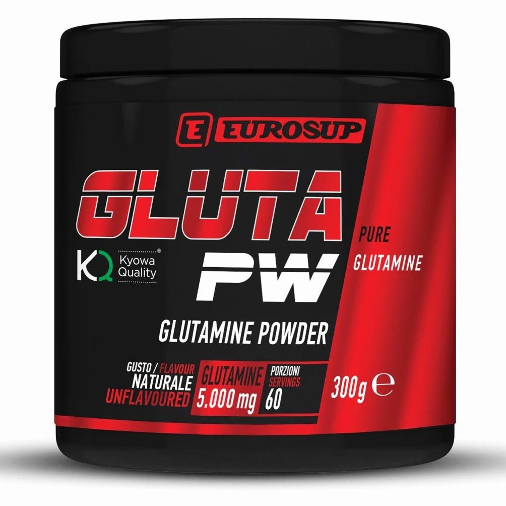 EUROSUP - Glutammina in Polvere GLUTA PW 100% Vegan, Integratore KYOWA QUALITY per Massima Qualità e Purezza, Glutamine Powder Recupero e Sintesi Proteica - Integratori Post Workout Gusto Neutro, 300g