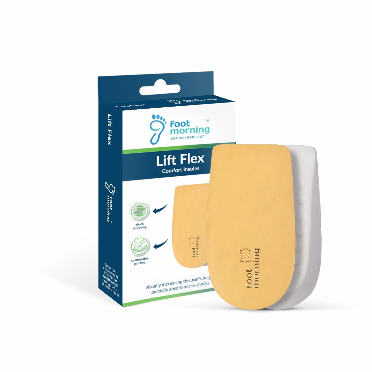 Solette con Rialzo in Pelle di Pecora Lift Flex, Ammortizzazione Antiurto, Supporto Arco Plantare, Aumento Altezza 3 cm, 41/43 EUR
