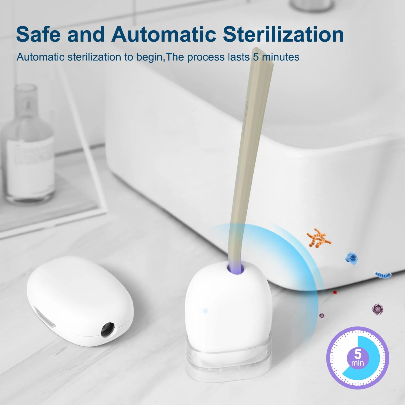 Custodia per spazzolino disinfettante UV, copertura per spazzolino ricaricabile sterilizzante per casa e viaggi, mini sterilizzatore portatile per spazzolino da denti adatto a tutti gli