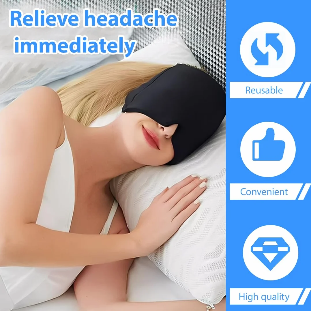 GXGM 1 Pezzi Cappello per Emicrania, Migraine Relief Cap, Maschera Emicrania, Riutilizzabile Gel Cappuccio per Mal di Testa, Cappuccio per Mal di Testa Avvolge la Testa a 360°, Migraine Mask