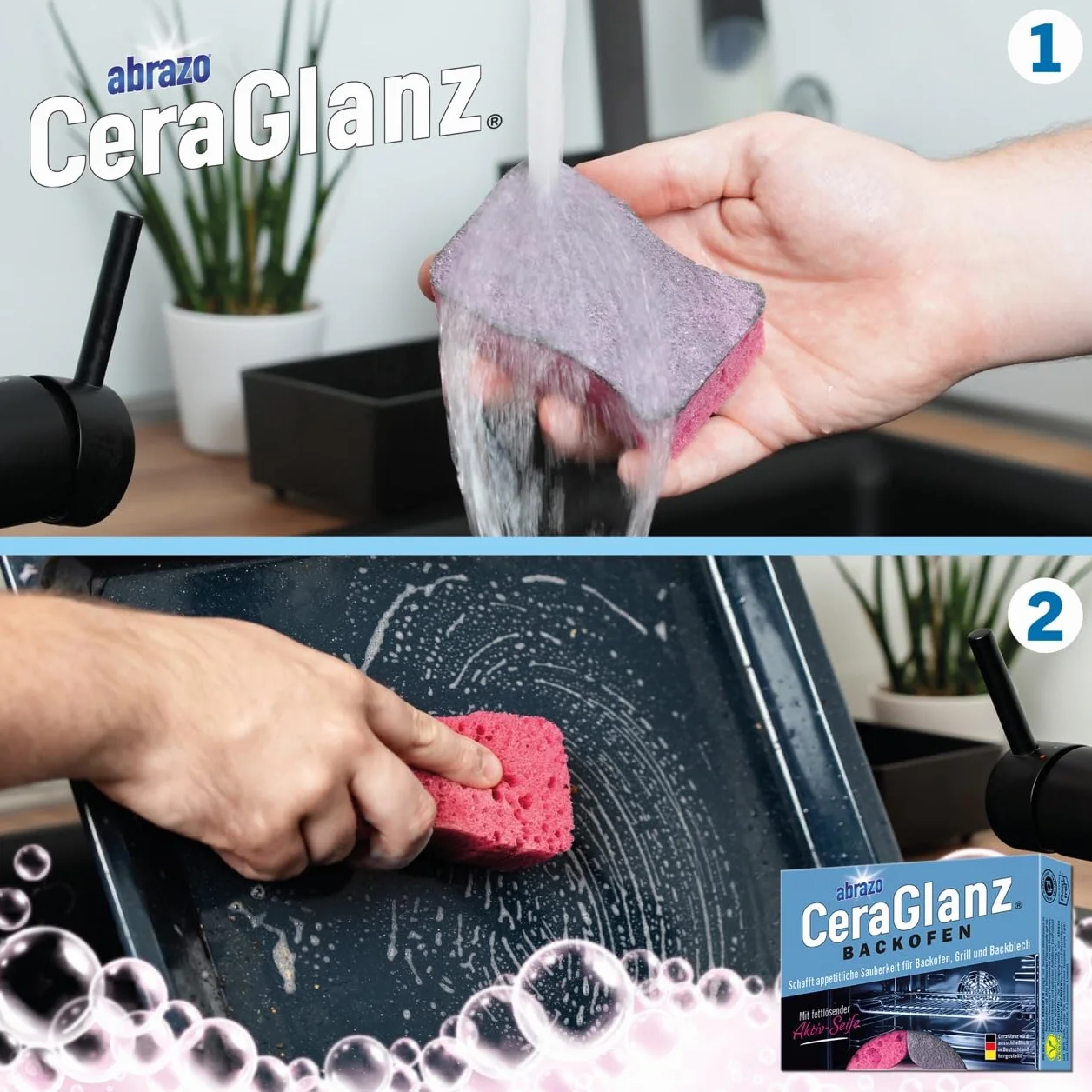 Spugna per forno Abrazo - 4 pulitori, detergente per sporco resistente