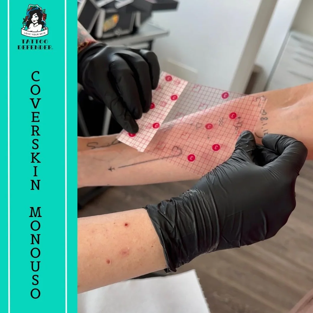 Tattoo Defender - CoverSkin Fogli - 4 Fogli Di Pellicola In Poliuretano - Pellicola Protettiva Per La Cura Dei Tatuaggi - Traspirante Ed Idrorepellente - Marchiato CE