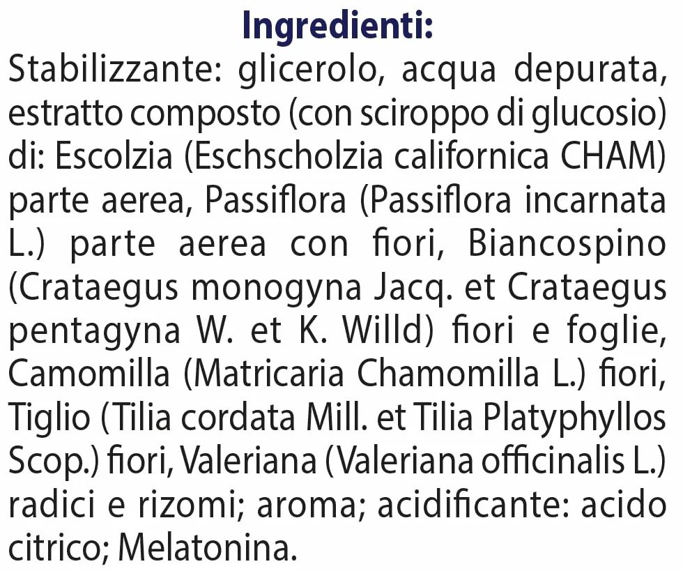 ESI Melatonina Gocce Integratore Alimentare Sonno Passiflora Biancospino Camomilla Senza Glutine Vegan 50 ml