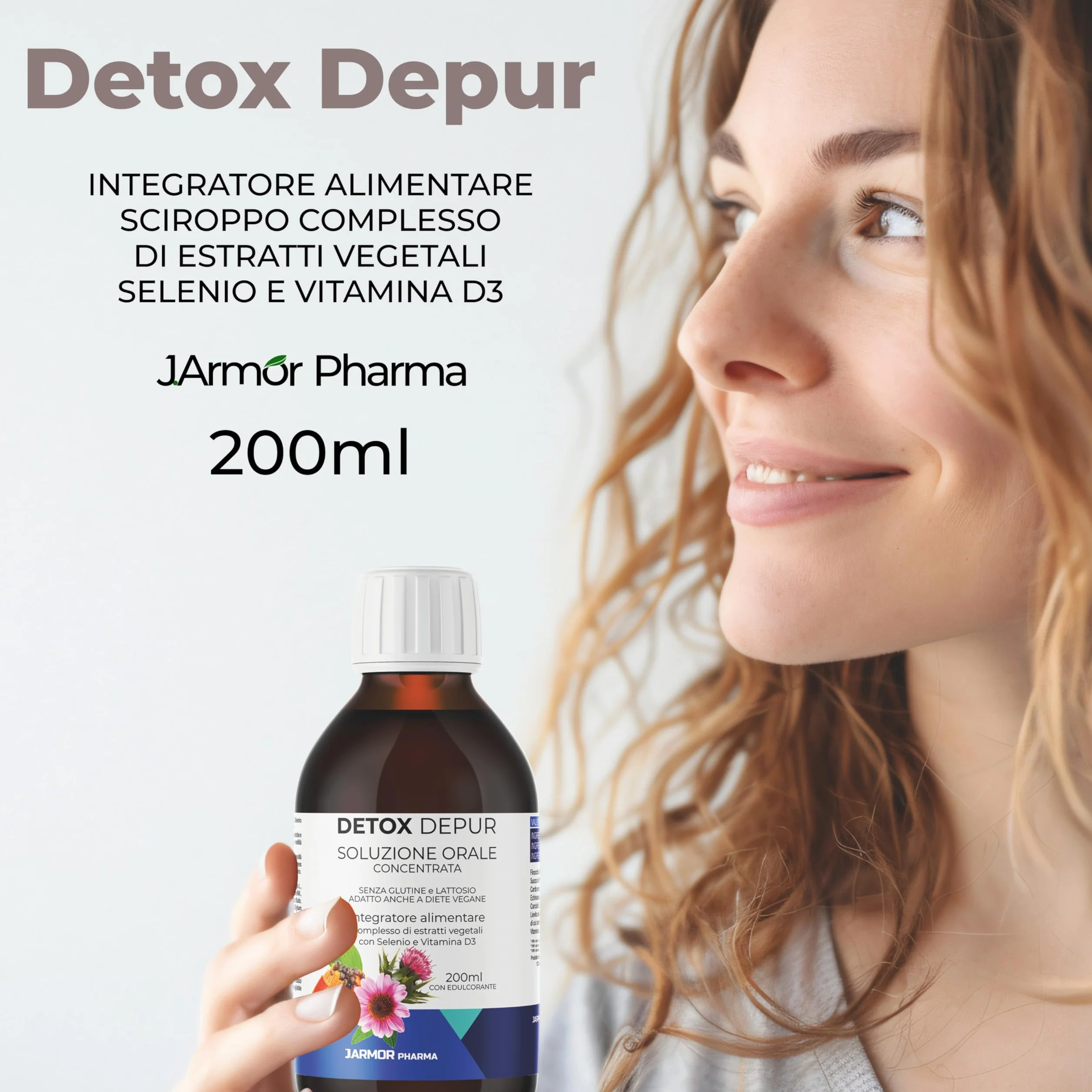 Detox Fegato e Intestino Depur Liquido 200 ml Drenante Naturale con Cardo Mariano Carciofo Finocchio Echinacea Papaia Selenio Vitamina D3