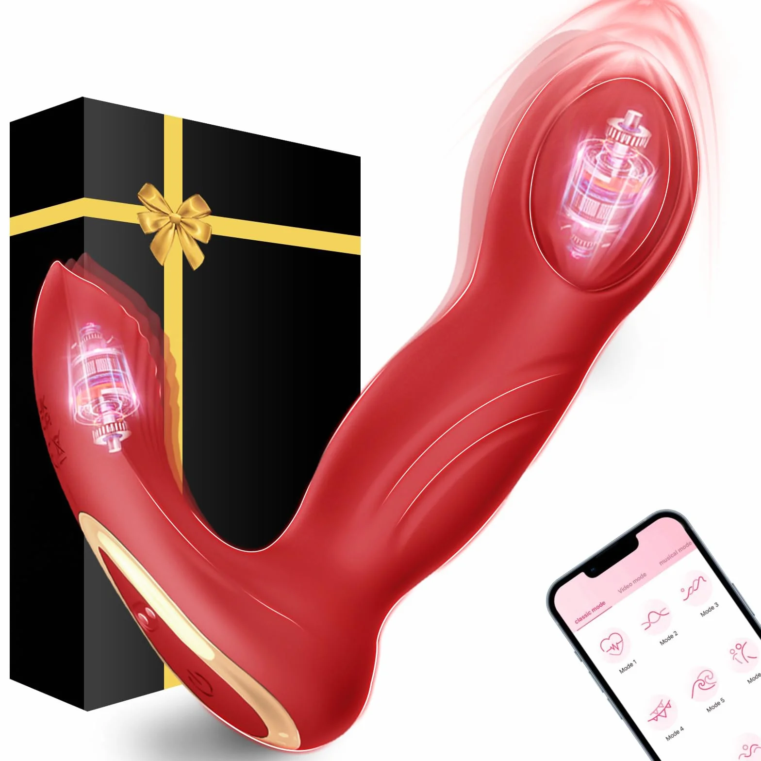Vibratoreper Donna Uomo Professionale Sexytoysys Plug Anale-Dilatatore Donna Uomo Sex Toys Sessuali Vibratore per Uomini APP Dildo Anale 9*9 Modalità Vibratori Stimolatore Clitoride Femminile(Rosso)