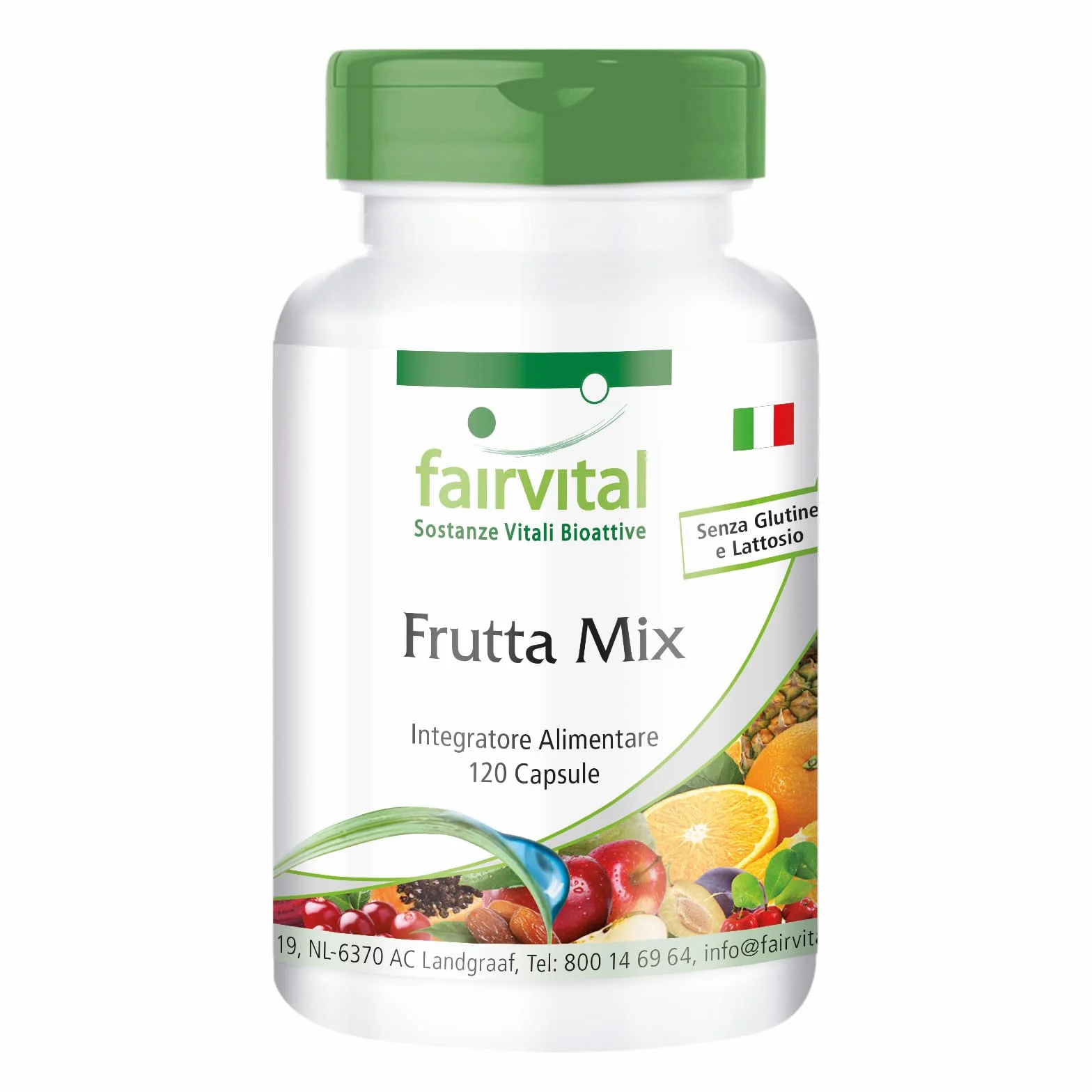 Fairvital Mix di Frutta, 120 capsule, Vegano, Polvere Multivitaminica Naturale con Estratto di Mirtillo Rosso, Acerola, Spirulina