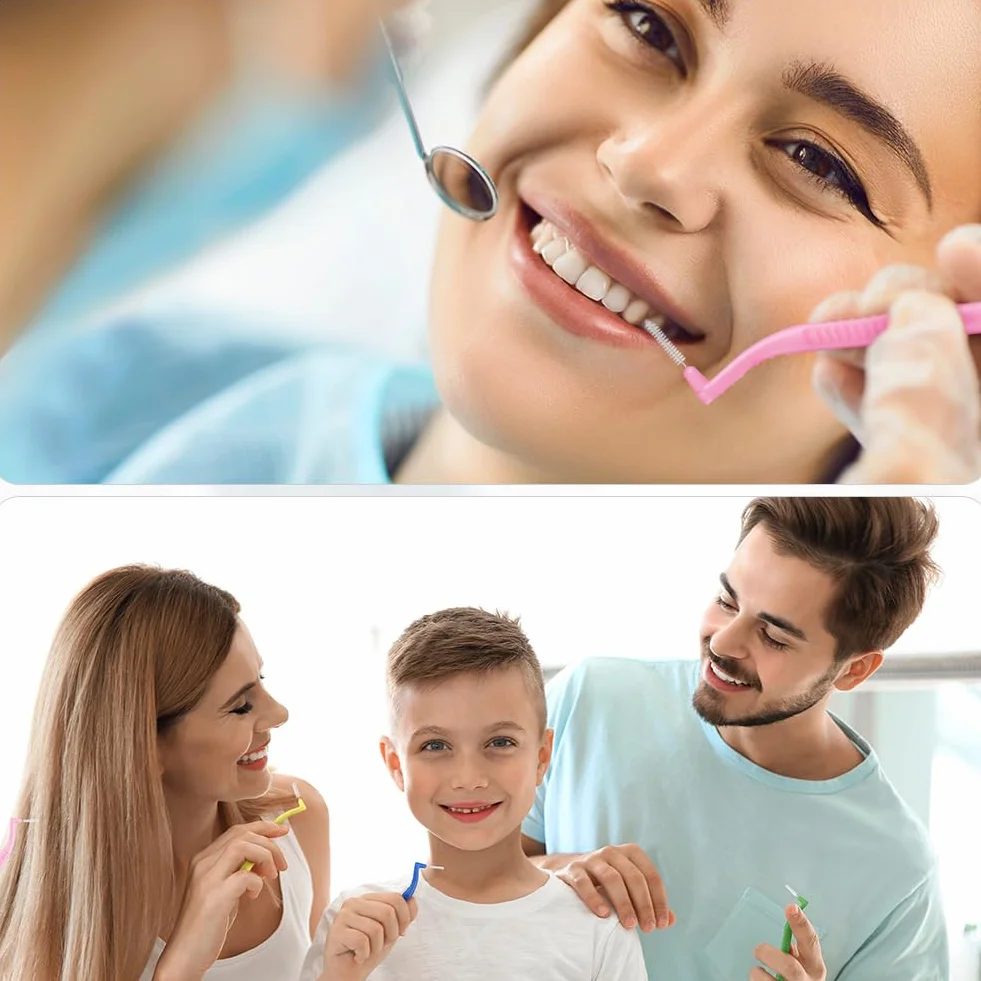 60 Pezzi Spazzolini Interdentali 6 Taglie Angolati Scovolini Morbido con Coperchio per Pulizia Denti
