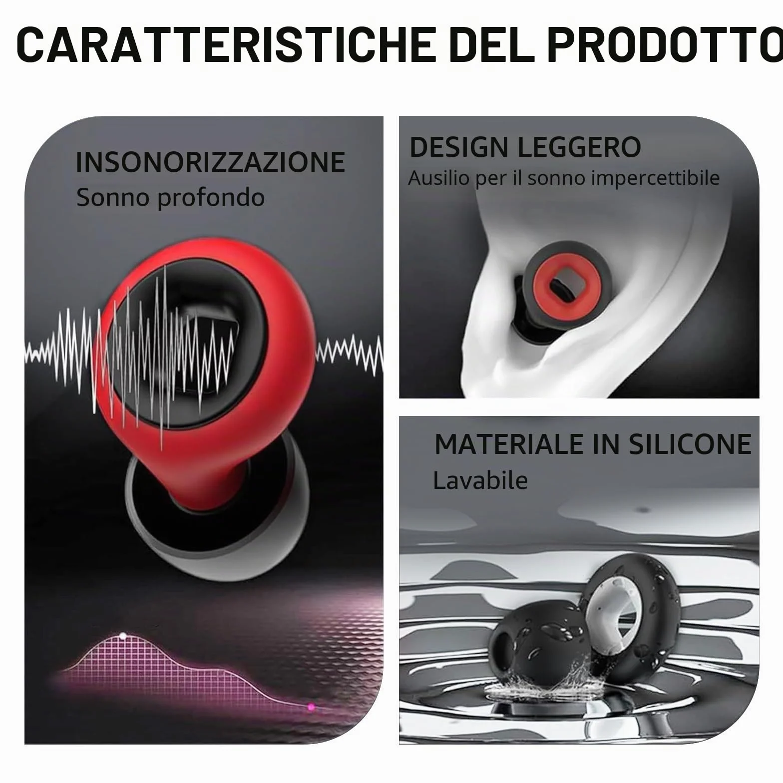AzureRay Tappi per Orecchie Moto 27 dB - Moto Earplugs Riutilizzabili per Riduzione Rumore - Ideali per Dormire, Studio e Viaggi (2 Pezzi + Custodia)
