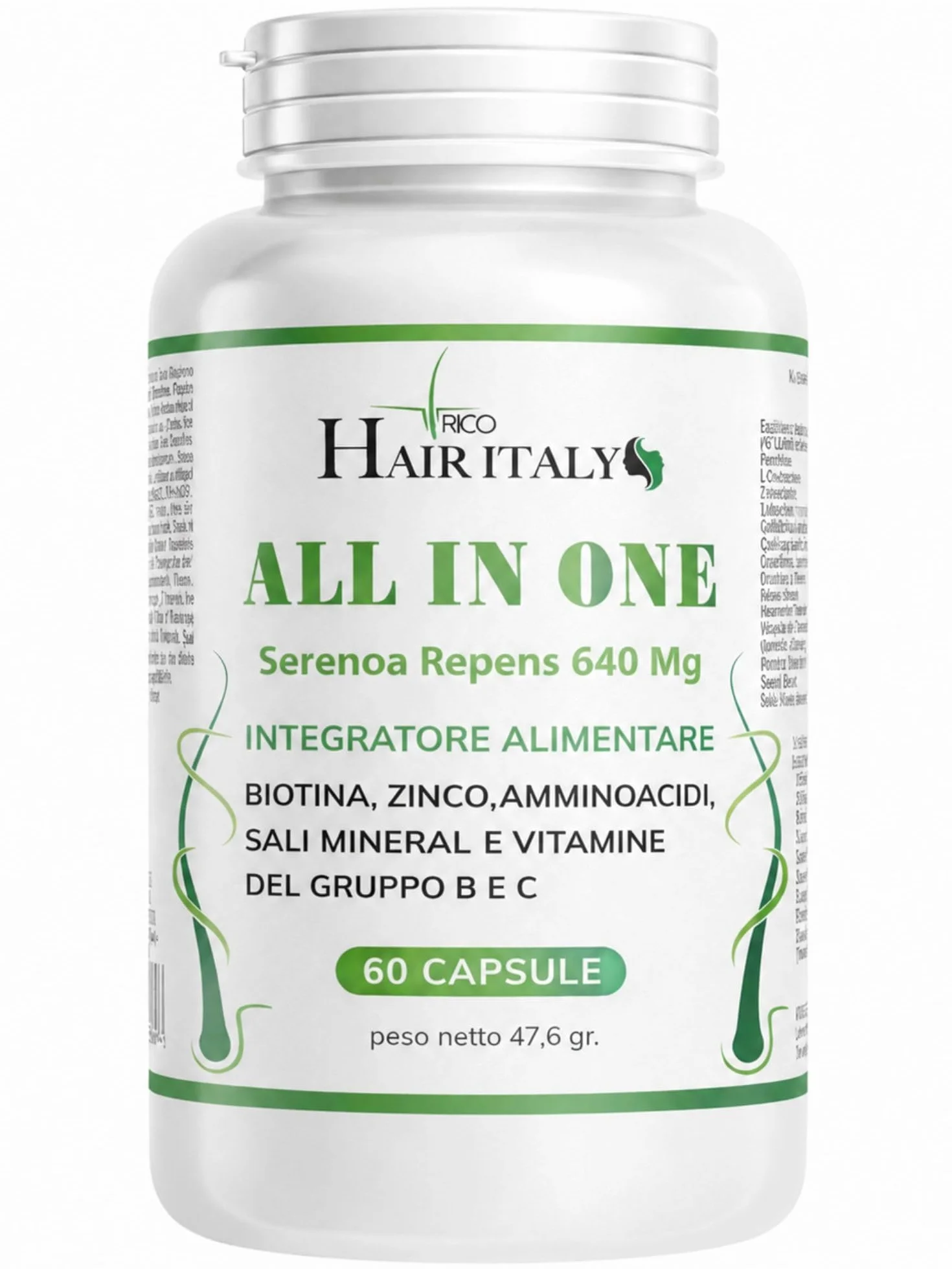 Integratore Capelli con Serenoa Repens, Biotina, Zinco, Selenio, Saw Palmetto e Caffeina - Multivitaminico per la Crescita e Contro la Caduta