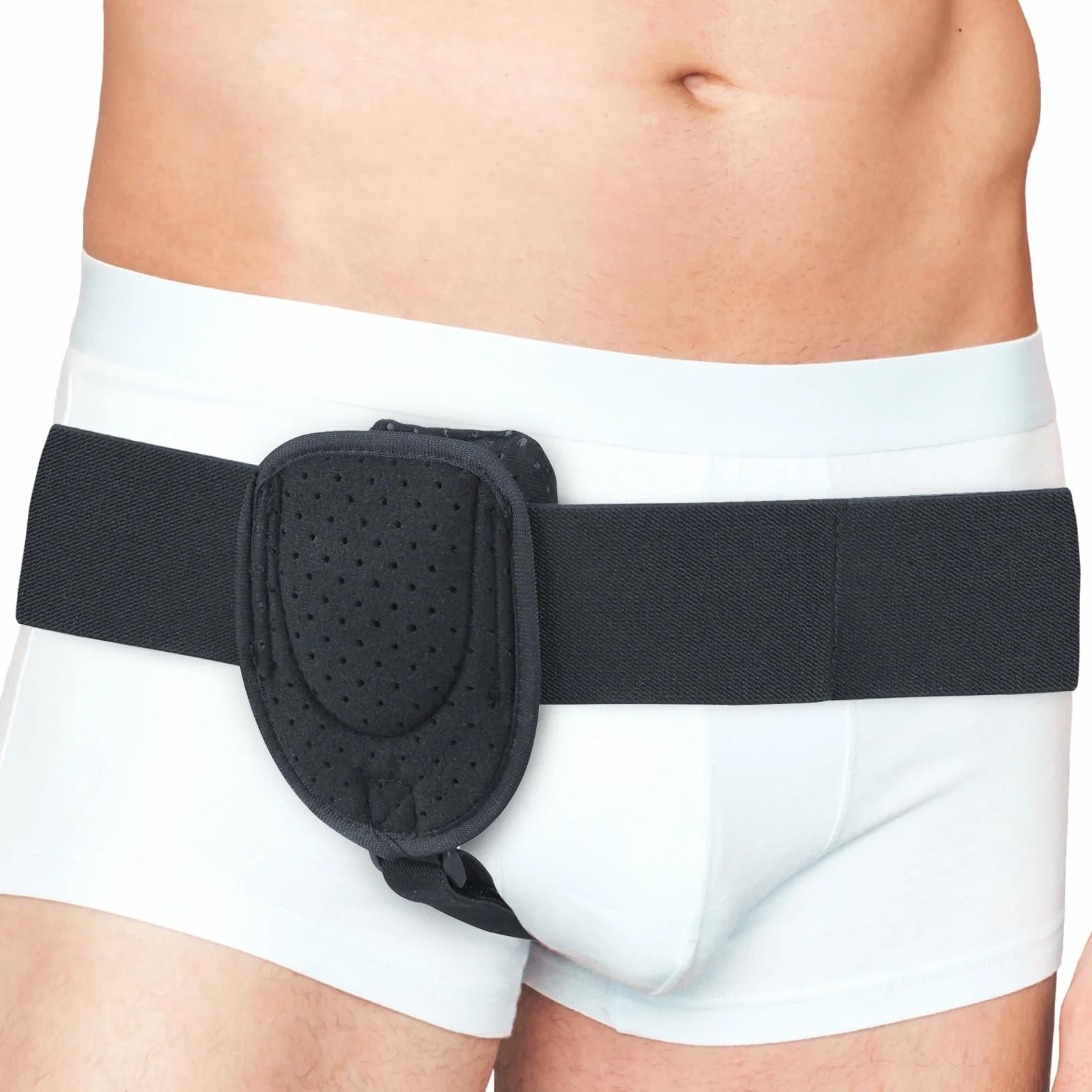 Adamson H2 Cintura per ernia da uomo - Cintura per ernia inguinale regolabile sx o dx - Fascia per compressione inguinale con cinturino regolabile - Vestibilità universale - Discreta e comoda