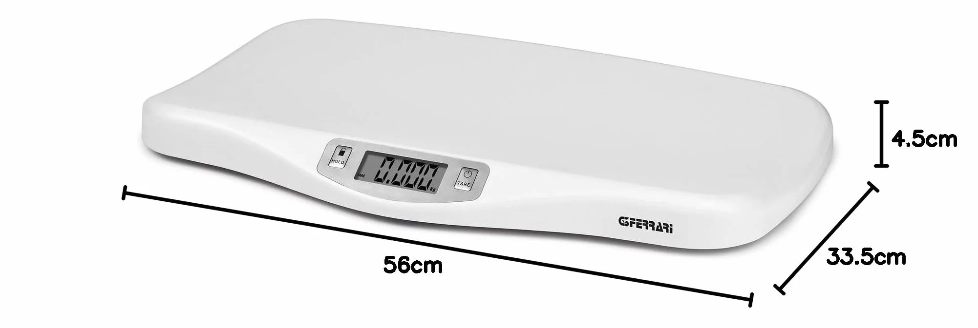 G3 Ferrari G30021 Crescobene Bilancia Pesa Bimbi, 5 gr/20 Kg, Display LCD, Bianco