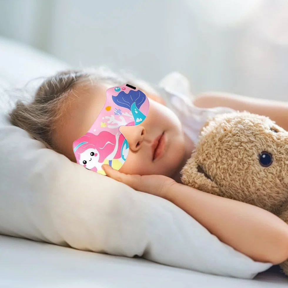 Maschera per Dormire per Bambini, Maschere per Dormire, 2 Pezzi Maschera per Dormire 3D per Bambini, Mascherina per Dormire Morbida con Cinturino Regolabile per Pisolino, Viaggio, Campeggio