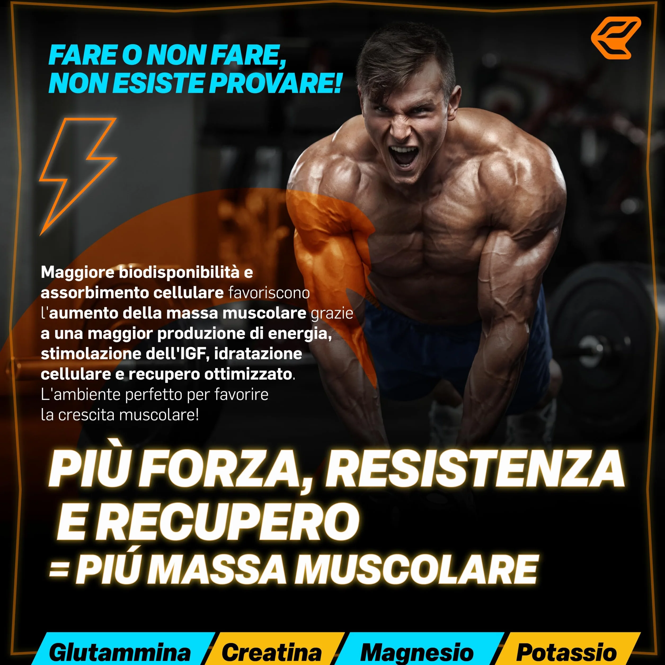 Italian Elite Creatine Extreme, Creatina con Glutammina, Arginina, Citrullina, Vit C Magnesio, Potassio, Ciclodestrine, Pre Post Workout 120cp Monoidrata Micronizzata