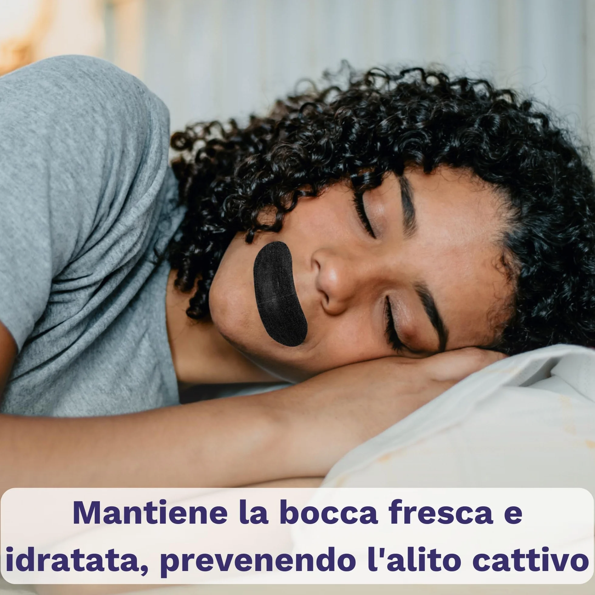 Mouth Tape for Sleeping, Confezione da 60 Nero, Antirussamento Uomo Donna, Cerotti Bocca per Dormire