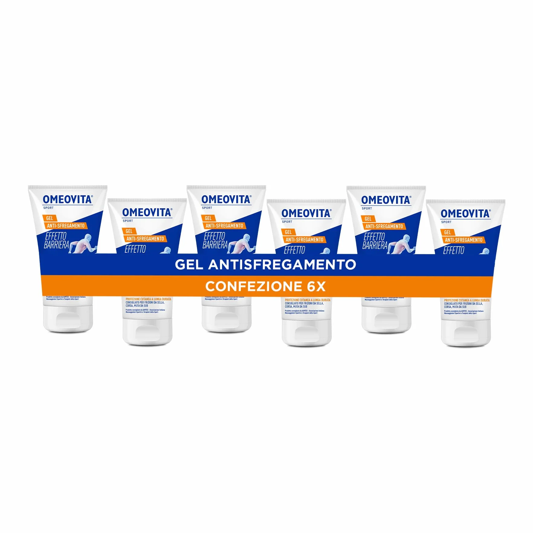 OMEOVITA SPORT Gel Antisfregamento 6 x 150 ml Barriera Protettiva Pelle