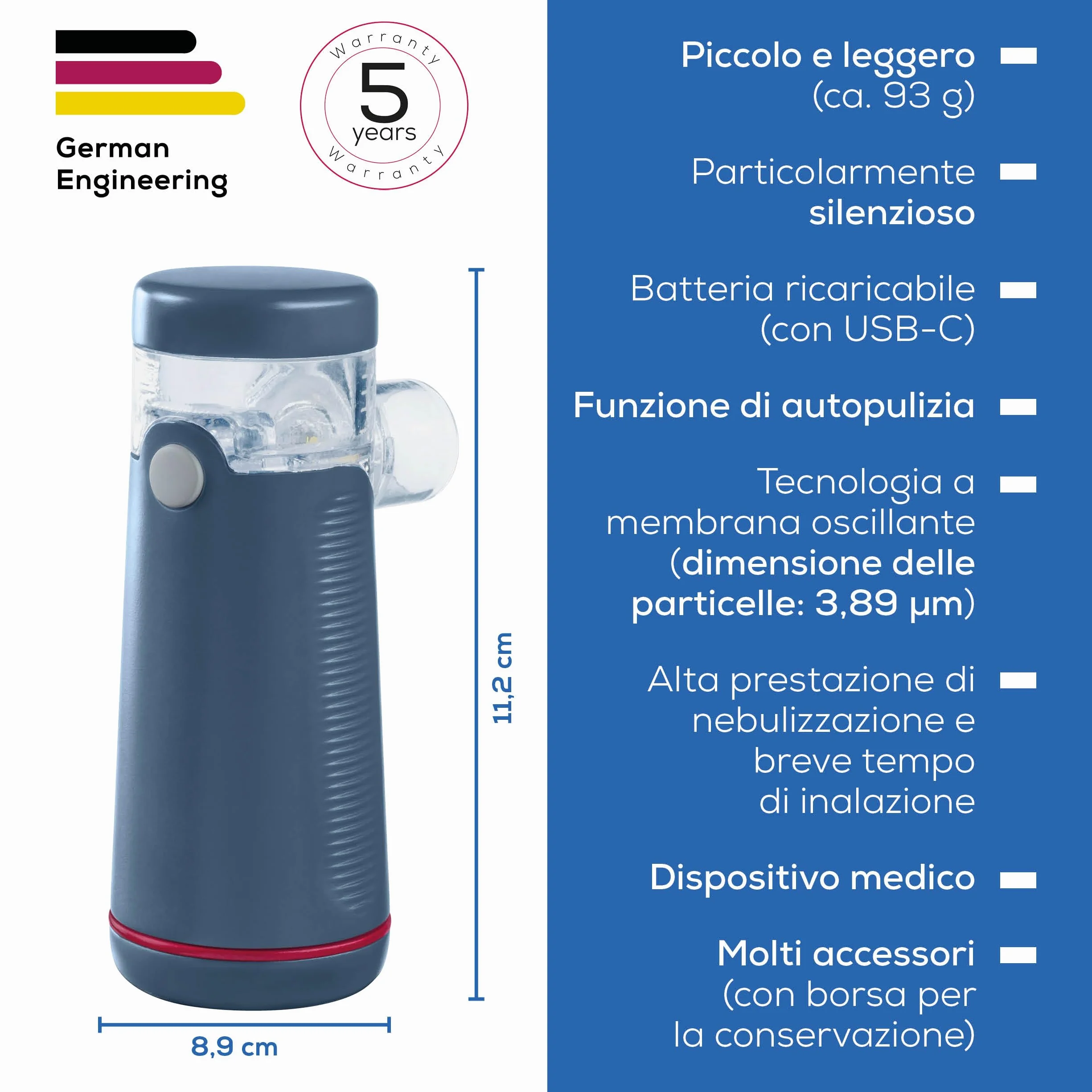 Beurer IH 49 Aerosol, inalatore portatile per bambini e adulti, ricaricabile, silenzioso