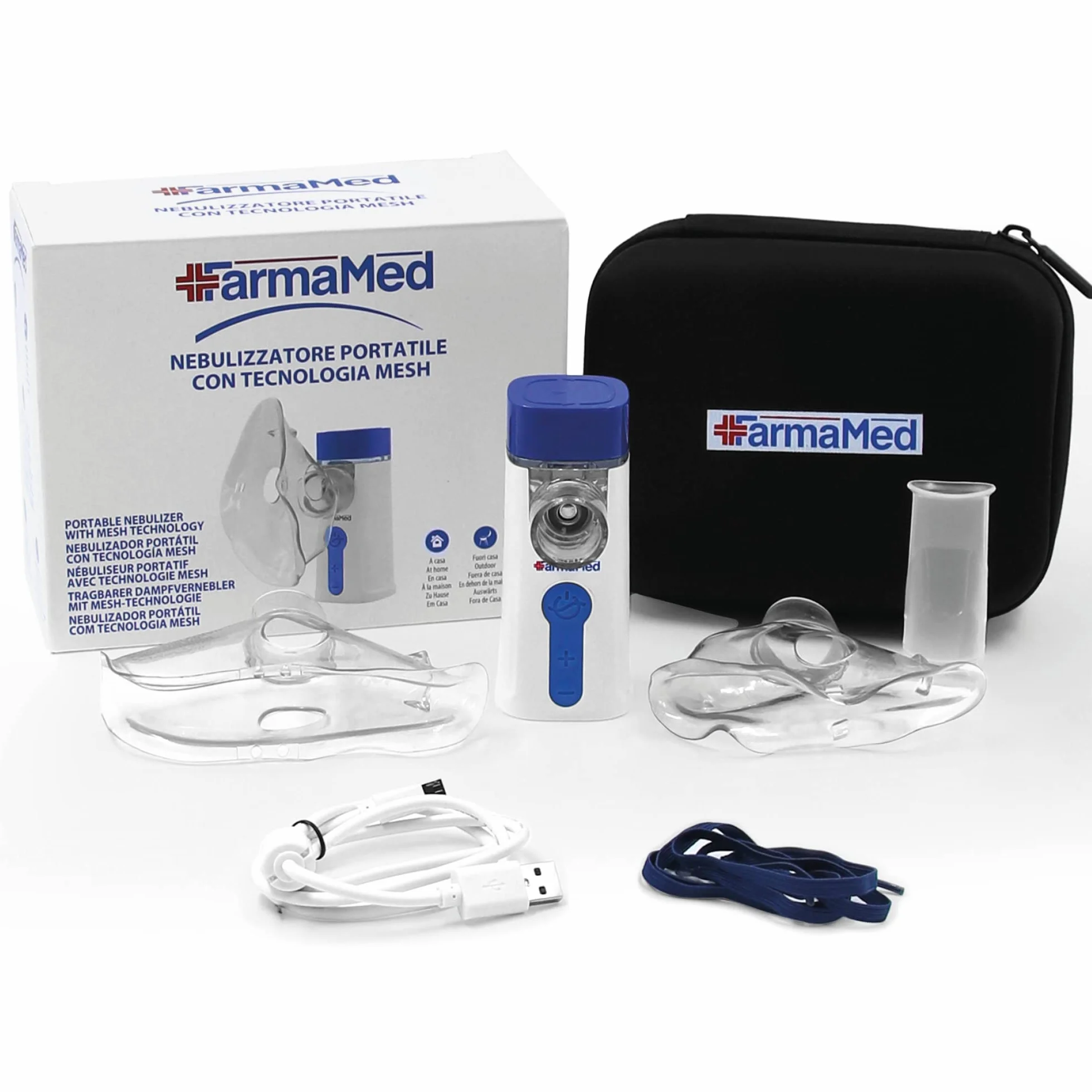 FARMAMED Nebulizzatore Mesh Silenzioso Portatile per Bambini e Adulti con Batteria Ricaricabile USB