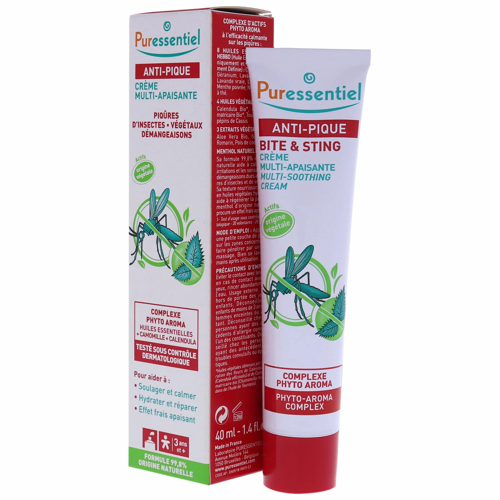 Puressentiel - Sos insetti - Crema Multi-Lenitiva - Punture di insetti e piante - 100% di origine naturale - Effetto fresco - Lenisce il prurito e l'irritazione - 40 ml