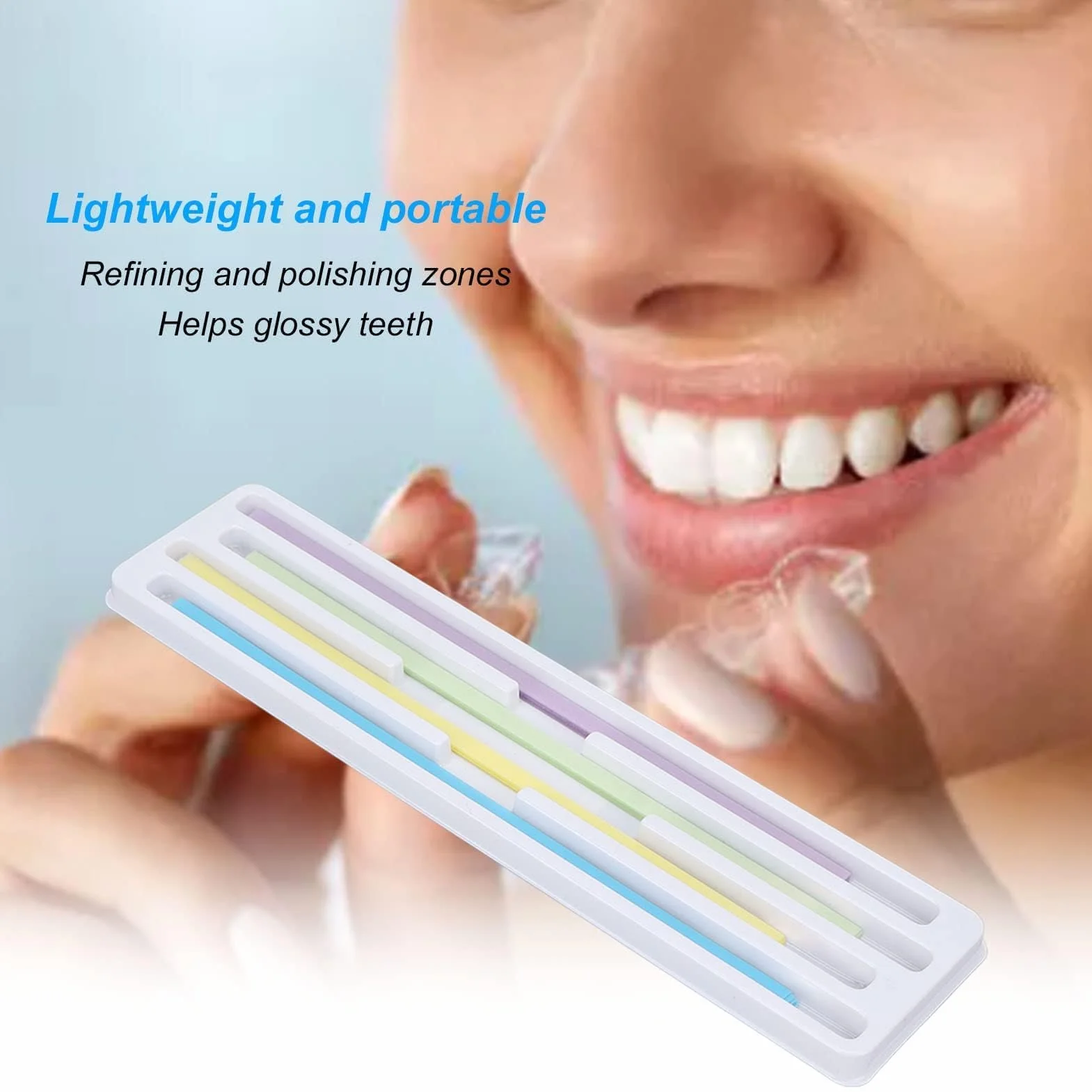 60 Strisce Abrasive Dentali, 4 X 150 Mm, 4 Tipi Strisce per Lucidatura Dentale Grossolane E Fini Carta Abrasiva, Faccette Dentali per La Cura Orale per Lo Sbiancamento Dei Denti, Pulizia Profonda Kit