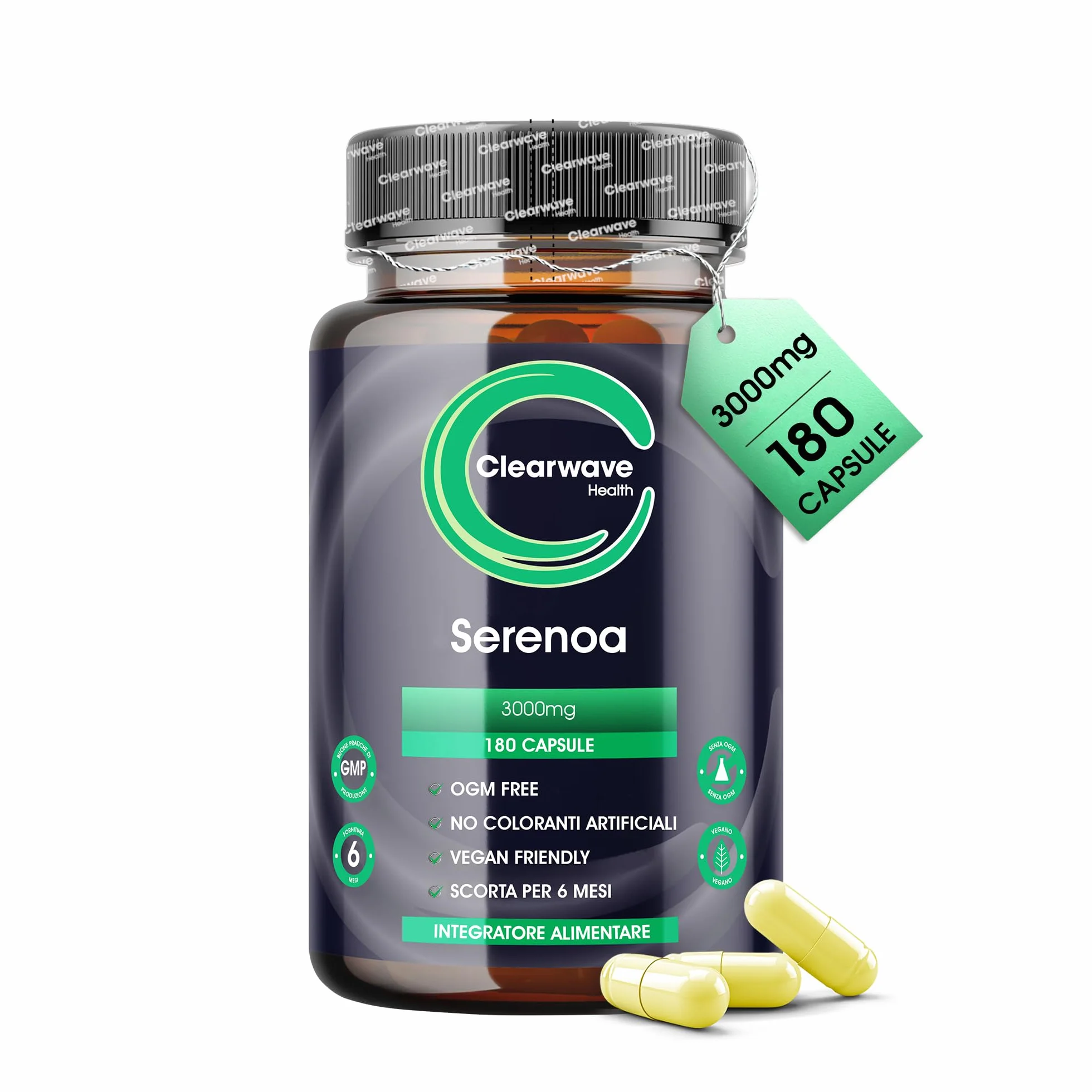 Serenoa Repens 3000 mg Integratore Prostata 180 Capsule 6 Mesi Estratto Vegano Saw Palmetto