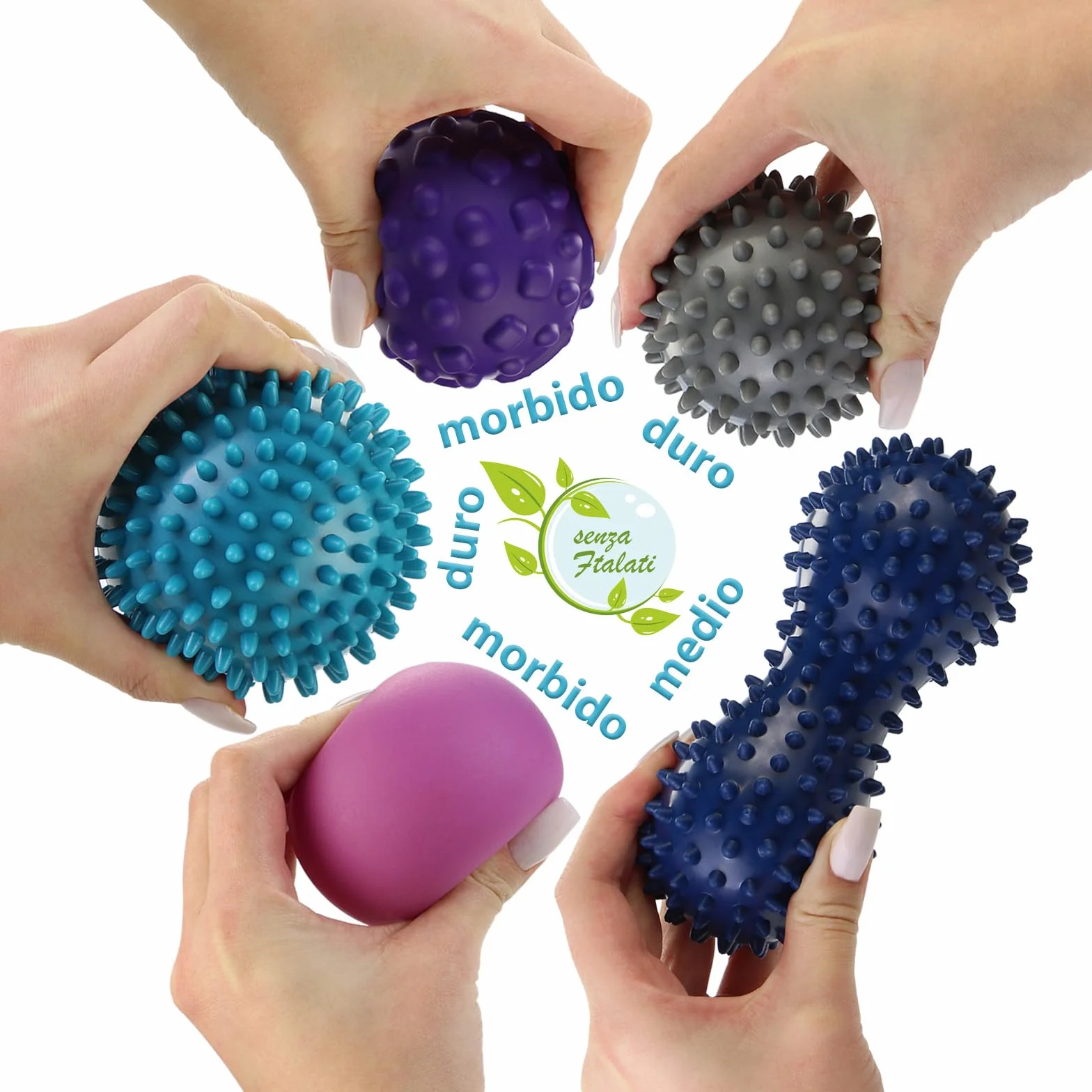 ALPIDEX Palline per massaggio set di 5 - lacrosse, peanut e trigger point | diverse durezze | e-book incluso
