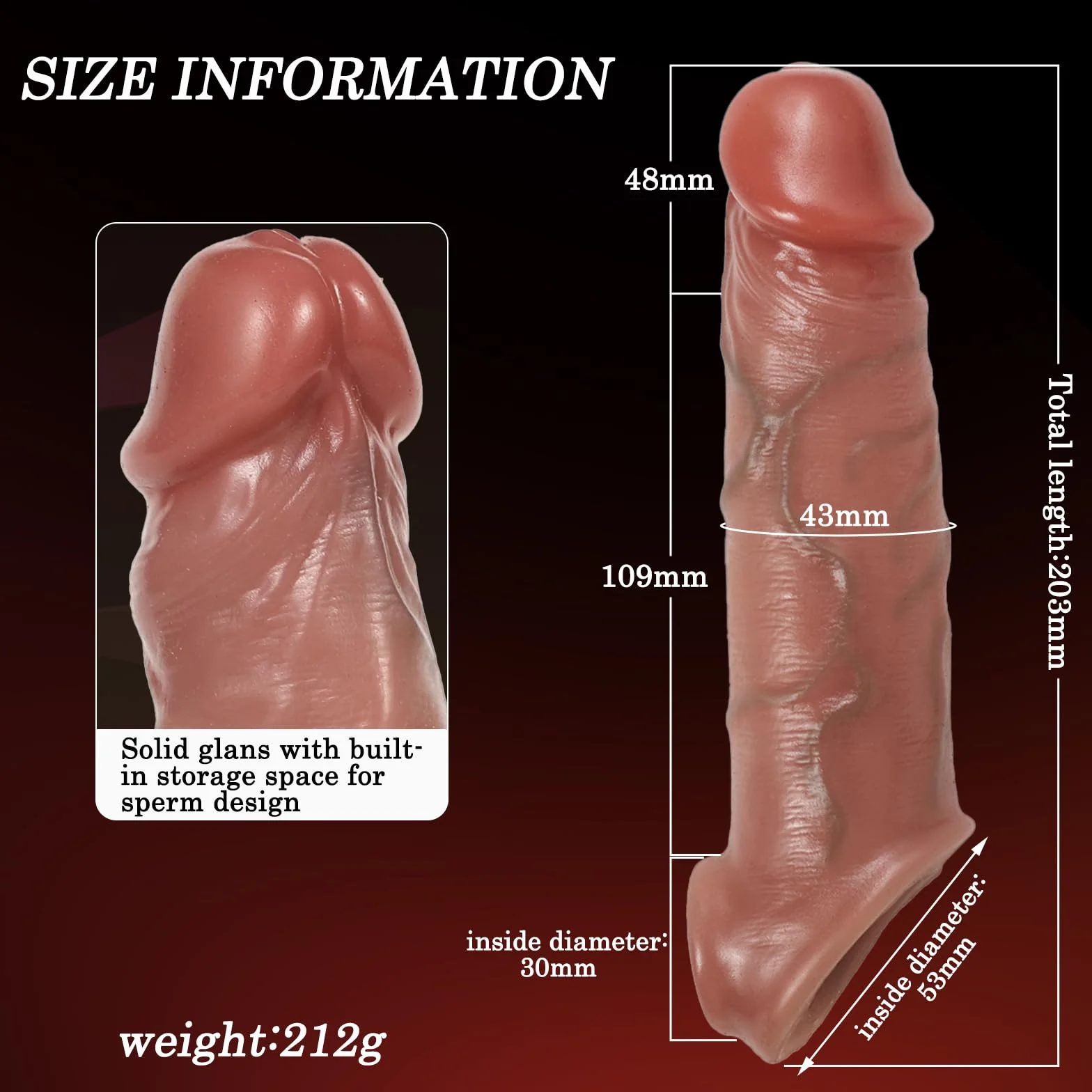 BDSMLOVE Guaina per pene in silicone 5 cm con 3 anelli, giocattolo sessuale erotico in acciaio inossidabile