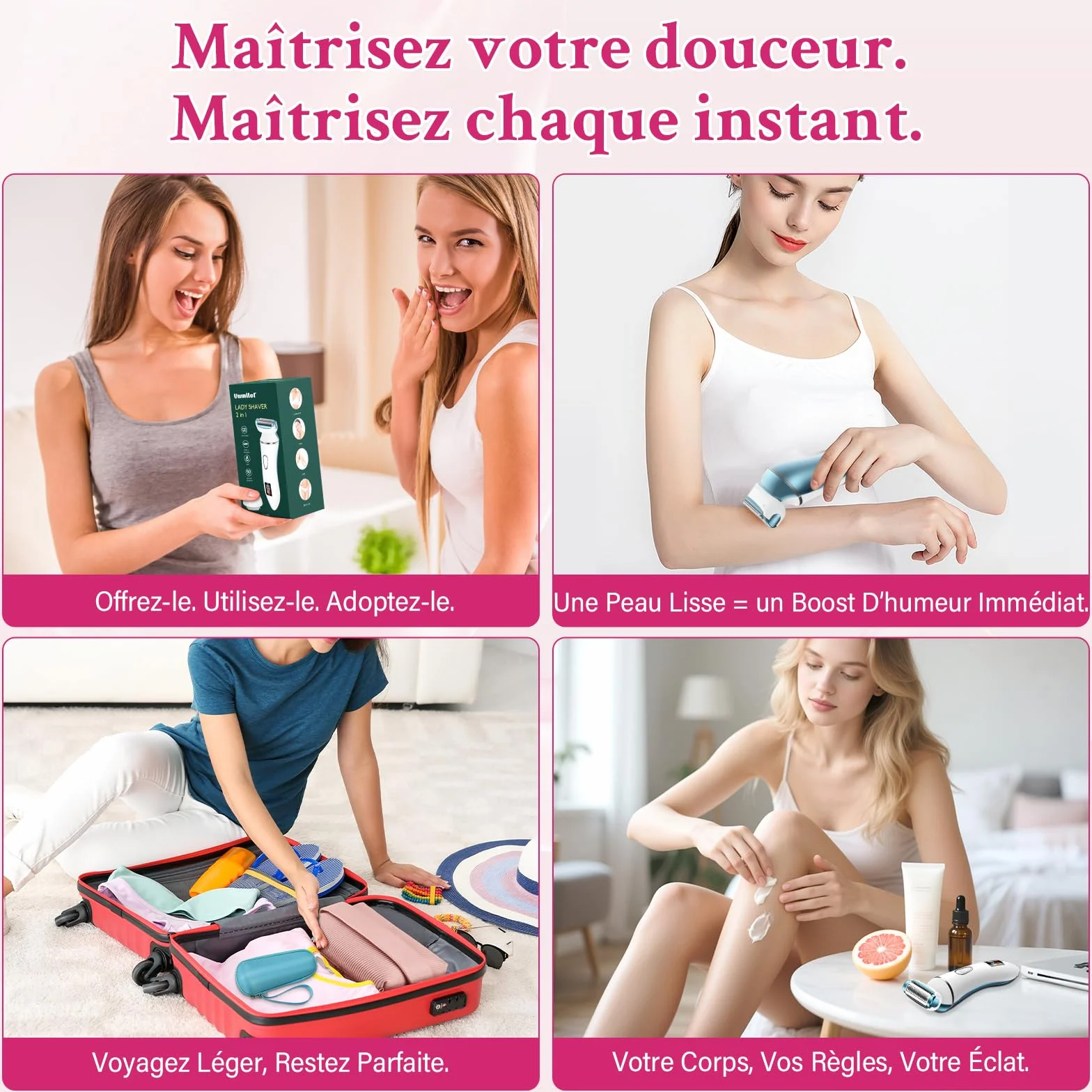 Rasoio Elettrico Donna 2 in 1, Rasoio Intimo Donna e Trimmer Bikini IPX7 Impermeabile, Trimmer Intima con Display LED per Gambe, Ascelle e Zona Intima con Custodia da Viaggio