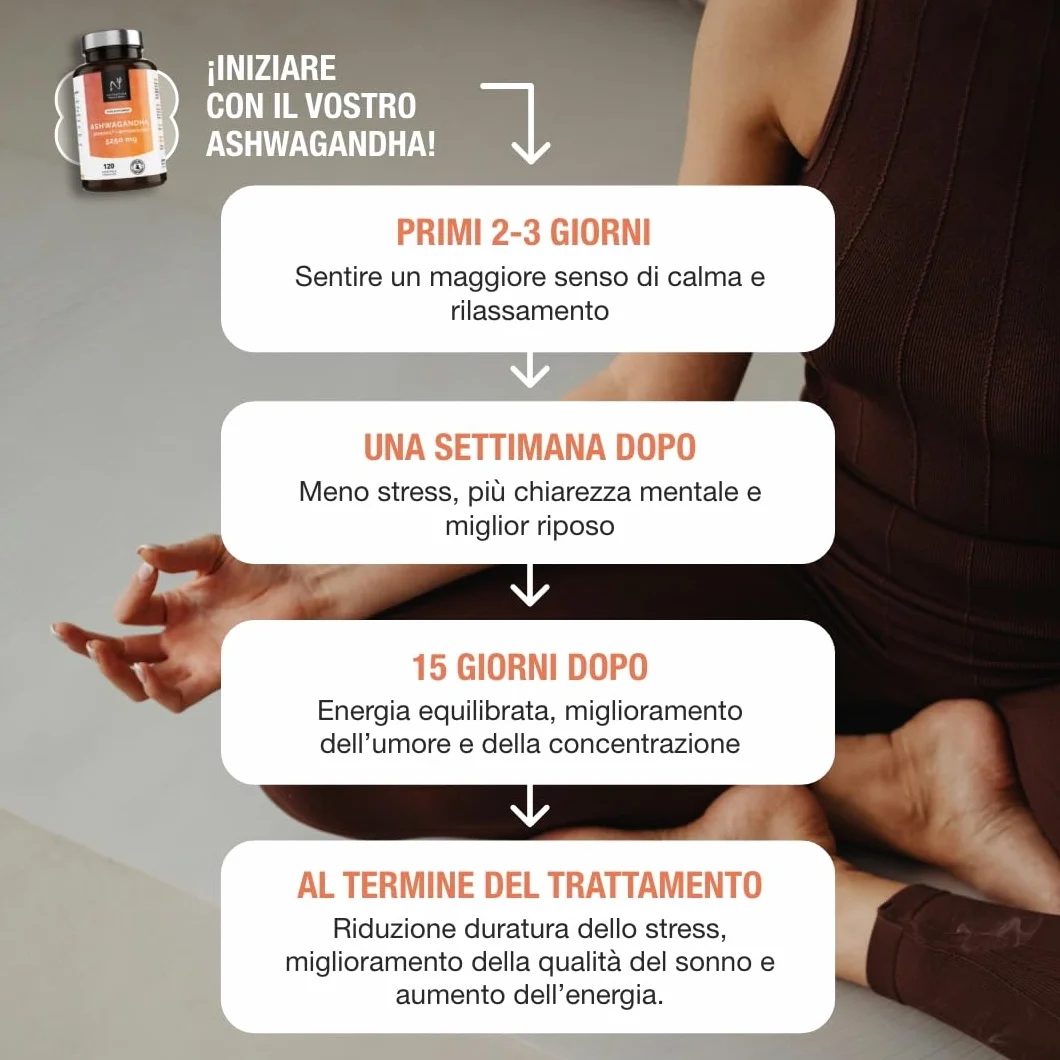Ashwagandha Sensoril® 5:1 Estratto 10:1 5250 mg 120 capsule vegane Concentrazione superiore KSM-66