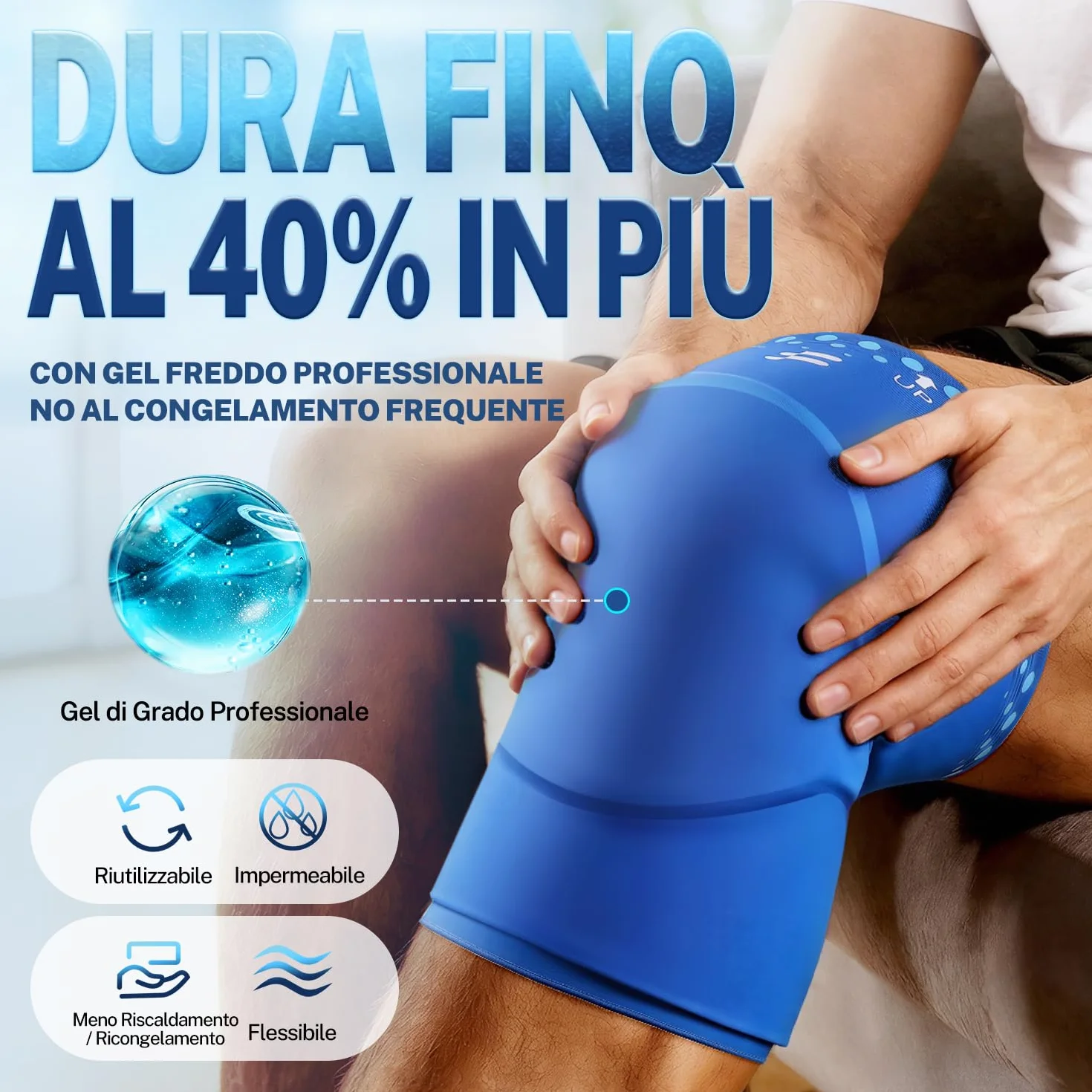Fitomo Fascia Fredda e Calda per il Ginocchio - Terapia a Caldo e Freddo Riutilizzabile per Dolore e Gonfiore, con Adattabilità e Supporto Regolabile per Artriti, Recupero da Infortuni Sportivi, L