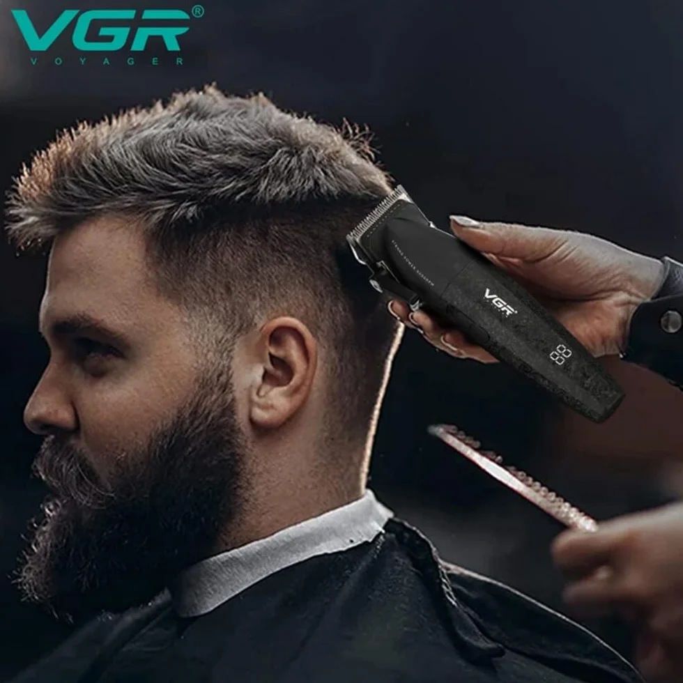 Vetrineinrete® Coppia di rasoi tagliacapelli VGR HAIR TRIMMERR E CLIPPER ricaricabili con display 9000rpm leva conica