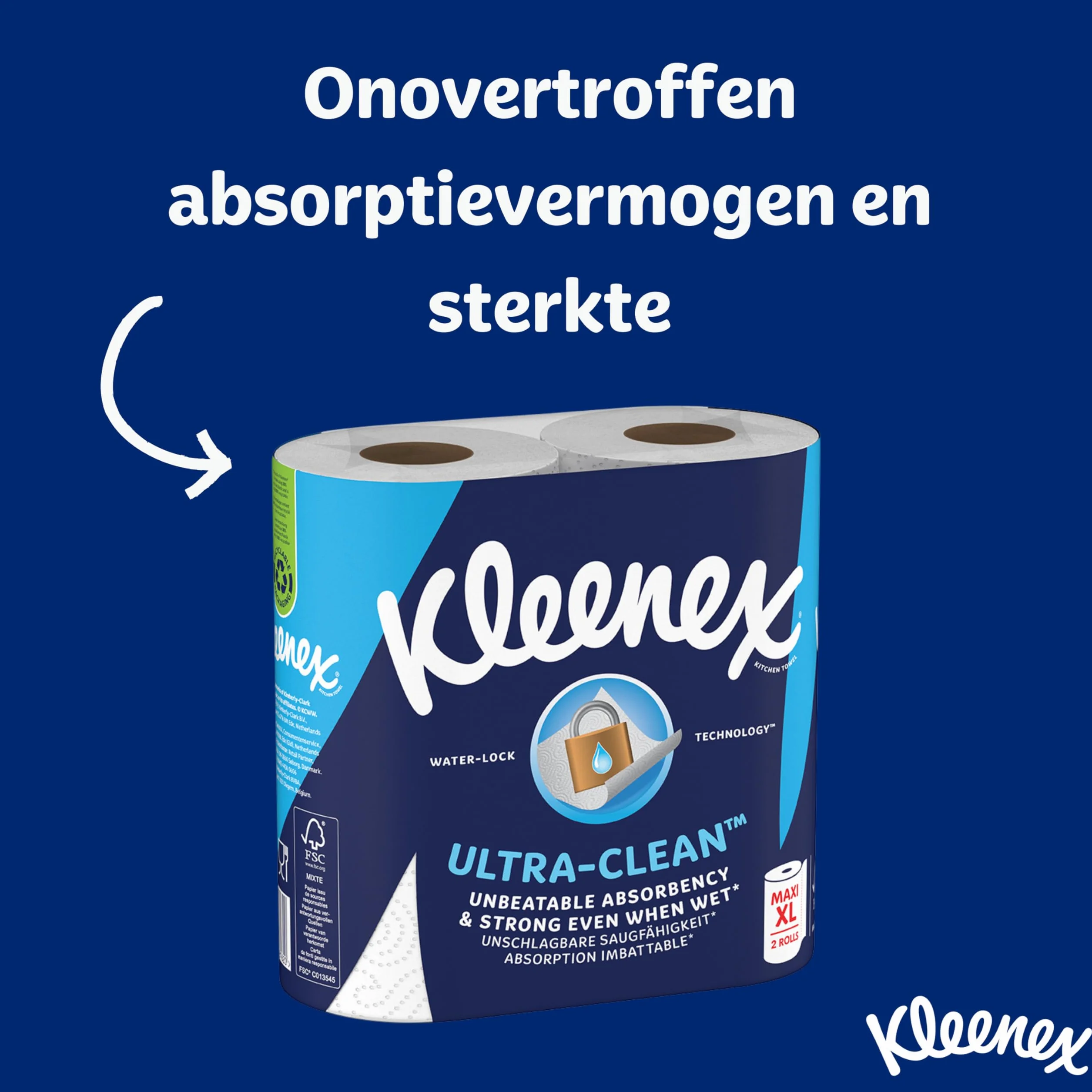 Kleenex Ultra Clean rotolo da cucina 6 Maxi XL assorbenza insuperabile confezione riciclabile