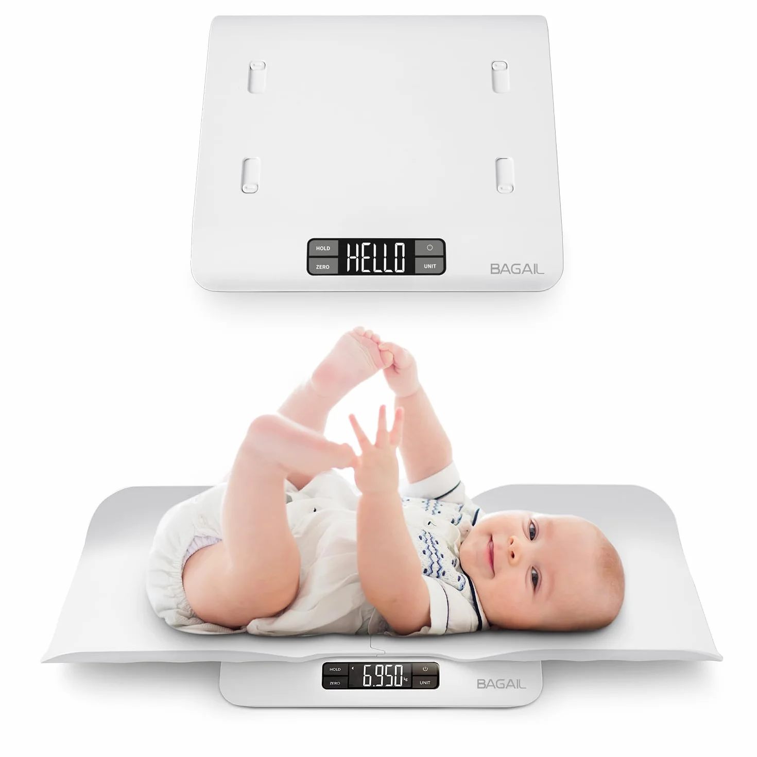 Bagail Bilancia per Bambini con Vassoio di Sicurezza, Digitale Fino a 30Kg