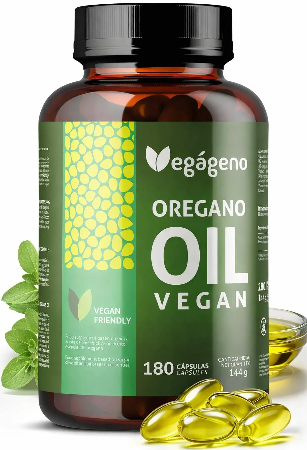 Olio Essenziale di Origano 180 Capsule 200mg con Omega 9 e Carvacrolo Integratore Alimentare Vegano