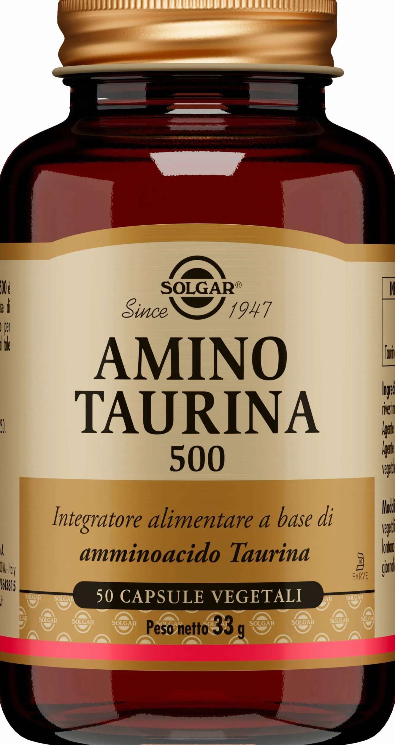 Solgar AMINO TAURINA 500, 50 kapsułek wegetariańskich – Tauryna – wsparcie metaboliczne
