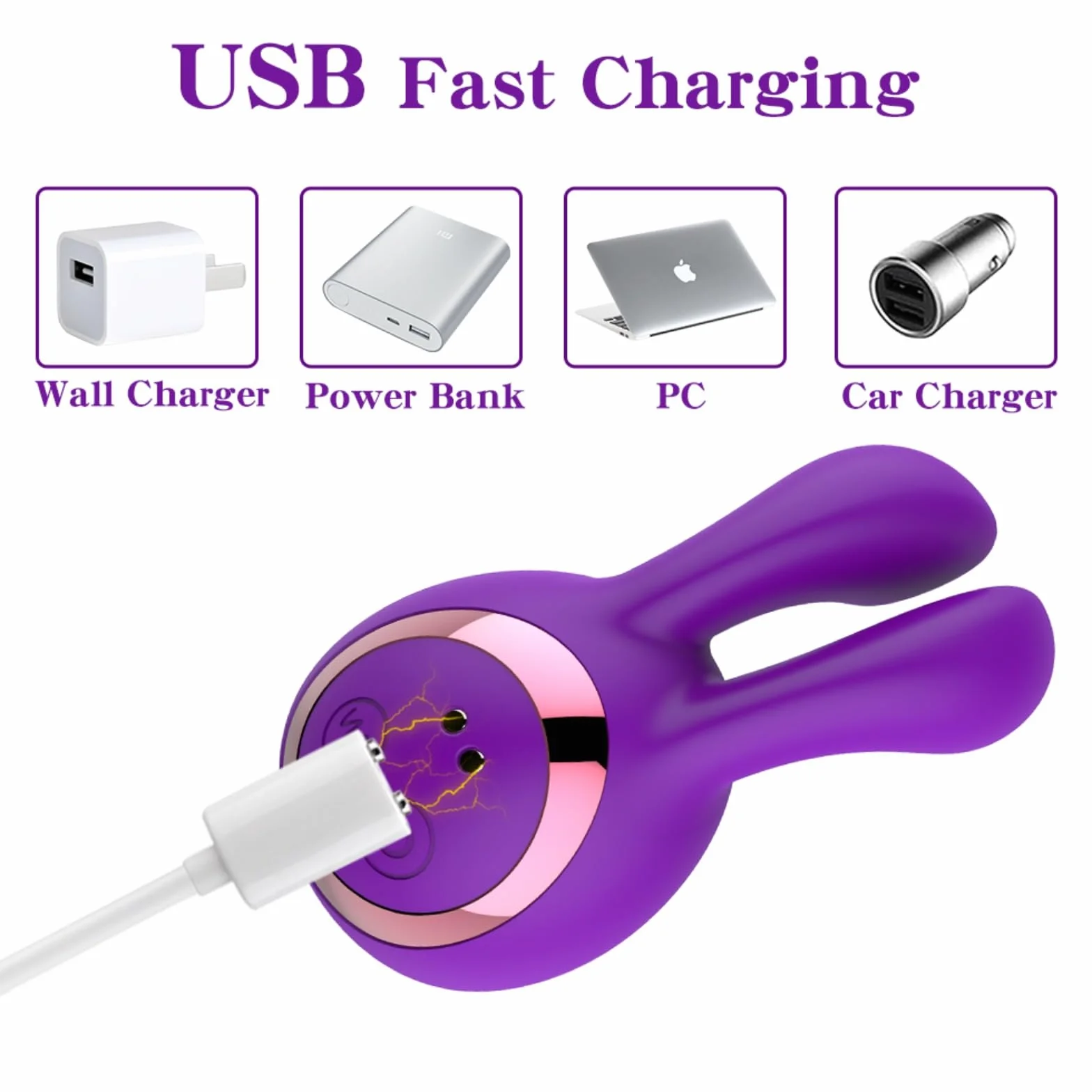 vibratore Vibratore per coniglio G Spot Clitoride 8 modalità di vibrazione Coniglietto vibrante Giocattoli sessuali per adulti Per Coppia di donne (Viola, Cina)