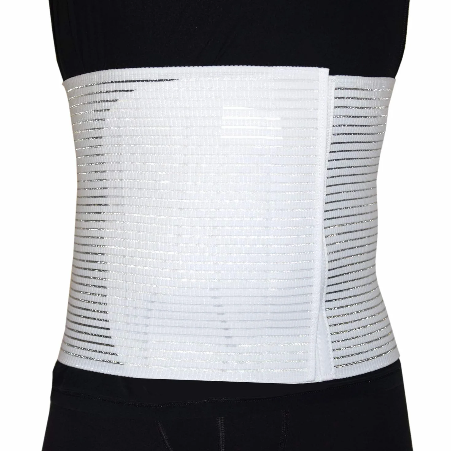 Fascia addominale Post operatoria Unisex contenitiva parto operazione Allevia mal di schiena chiusura a strappo regolabile H 28 Bianco L