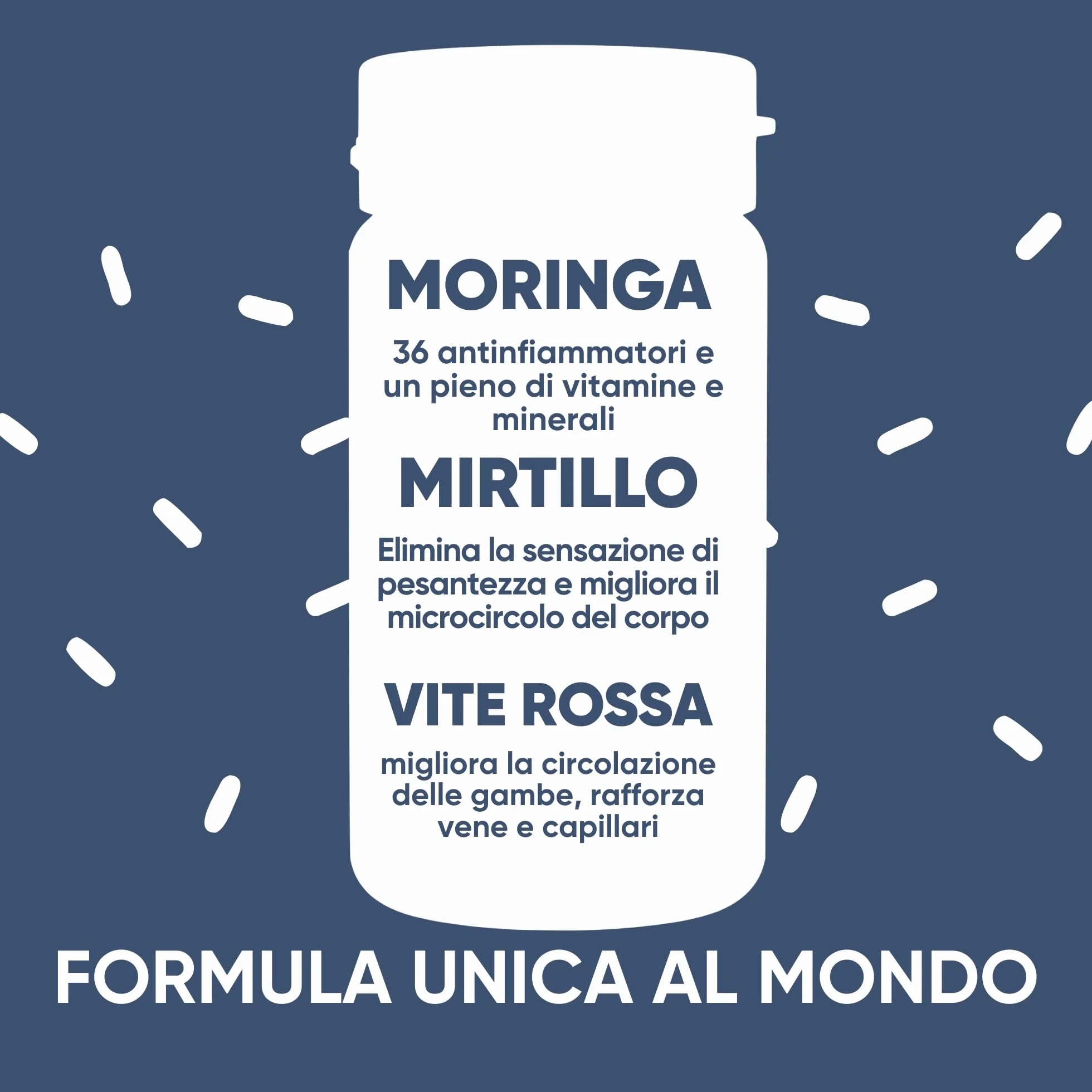 RedMoringa Integratore Microcircolo Gambe Mirtillo Nero e Vite Rossa con Moringa BIO 60 Capsule