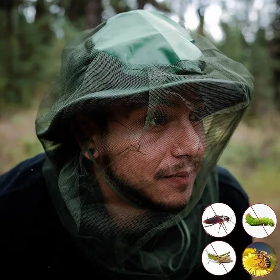 Rete per Insetti per la Testa Zanzariera Viso Cappello Antimalvagio Protezione Campeggio Pesca