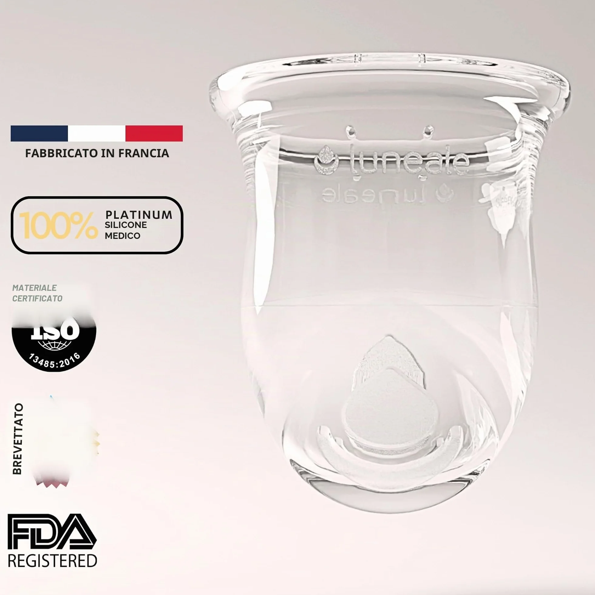 La Cup Luneale - coppetta mestruale - design ergonomico esclusivo creato con ostetriche - fabbricazione francese - 100% silicone medico al platino (L - Flusso abbondante/molto abondante)