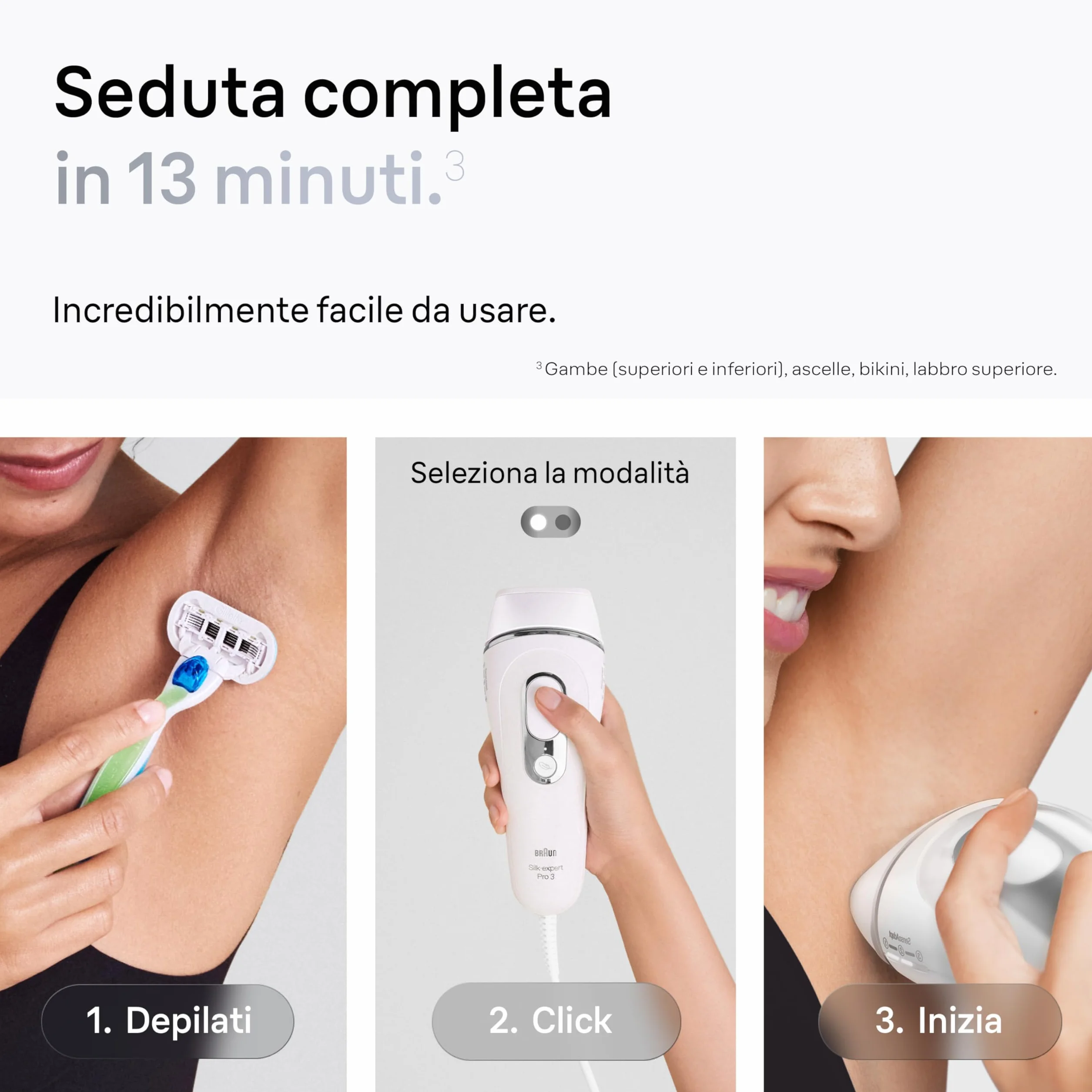 Braun Silk·expert Pro 3 Epilatore Luce Pulsata, Depilatore Corpo Donna, Alternativa All’Epilazione Laser Peli Donna, Epilazione a Casa, Con Custodia, Rasoio Venus, 3 Testine, Idea Regalo, PL3222