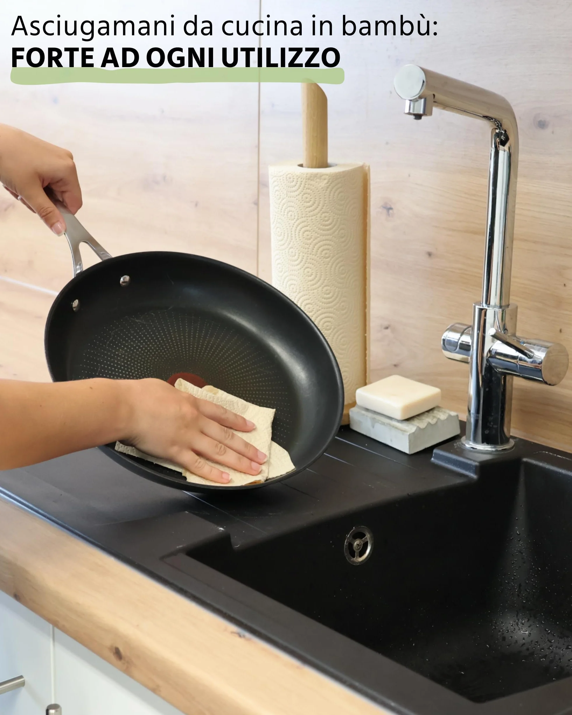œcolife Strofinacci da cucina in bambù 48 rotoli 45 fogli 3 strati antibatterici