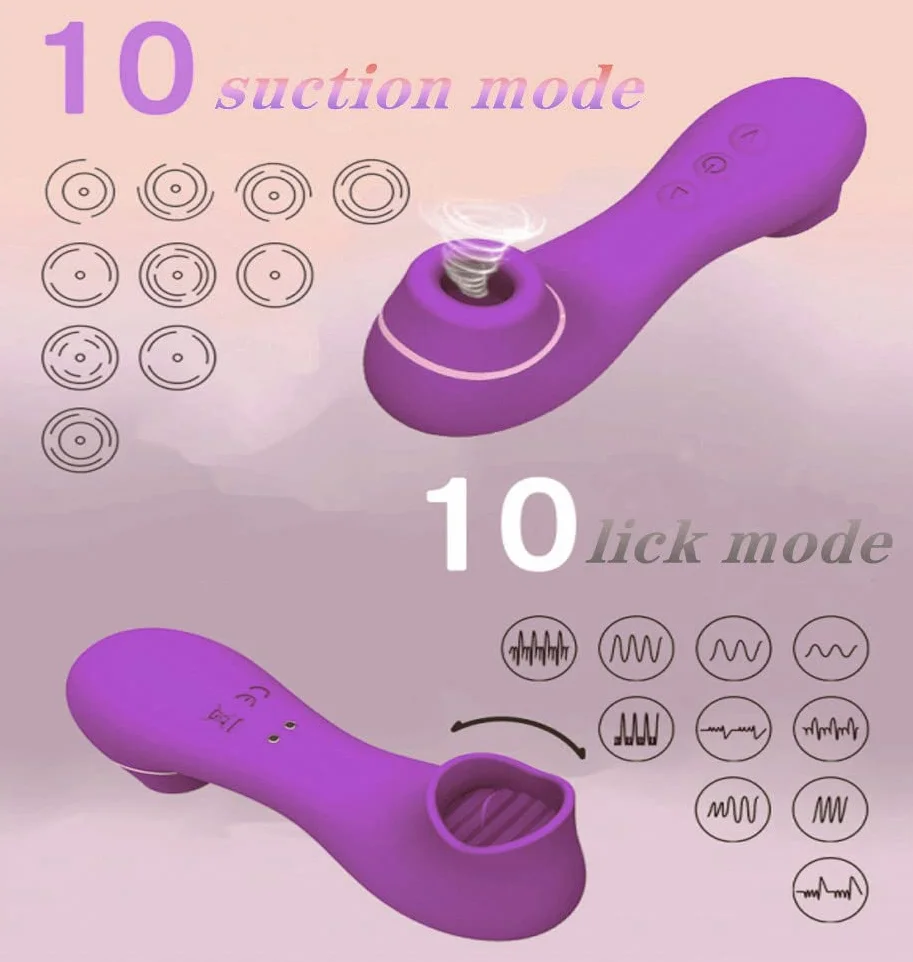 Massaggiatore elettrico，Ṥucchia e Lînguá Çlitòrīdè per Donna Vîbràtóri Clídórídè Dónnà, con 10 * 10 livelli di massaggio regolabiliṠèẍ TôyșṼibratṓrḙṗer Dònṅa Realistico100% impermeabile(Viola-1)